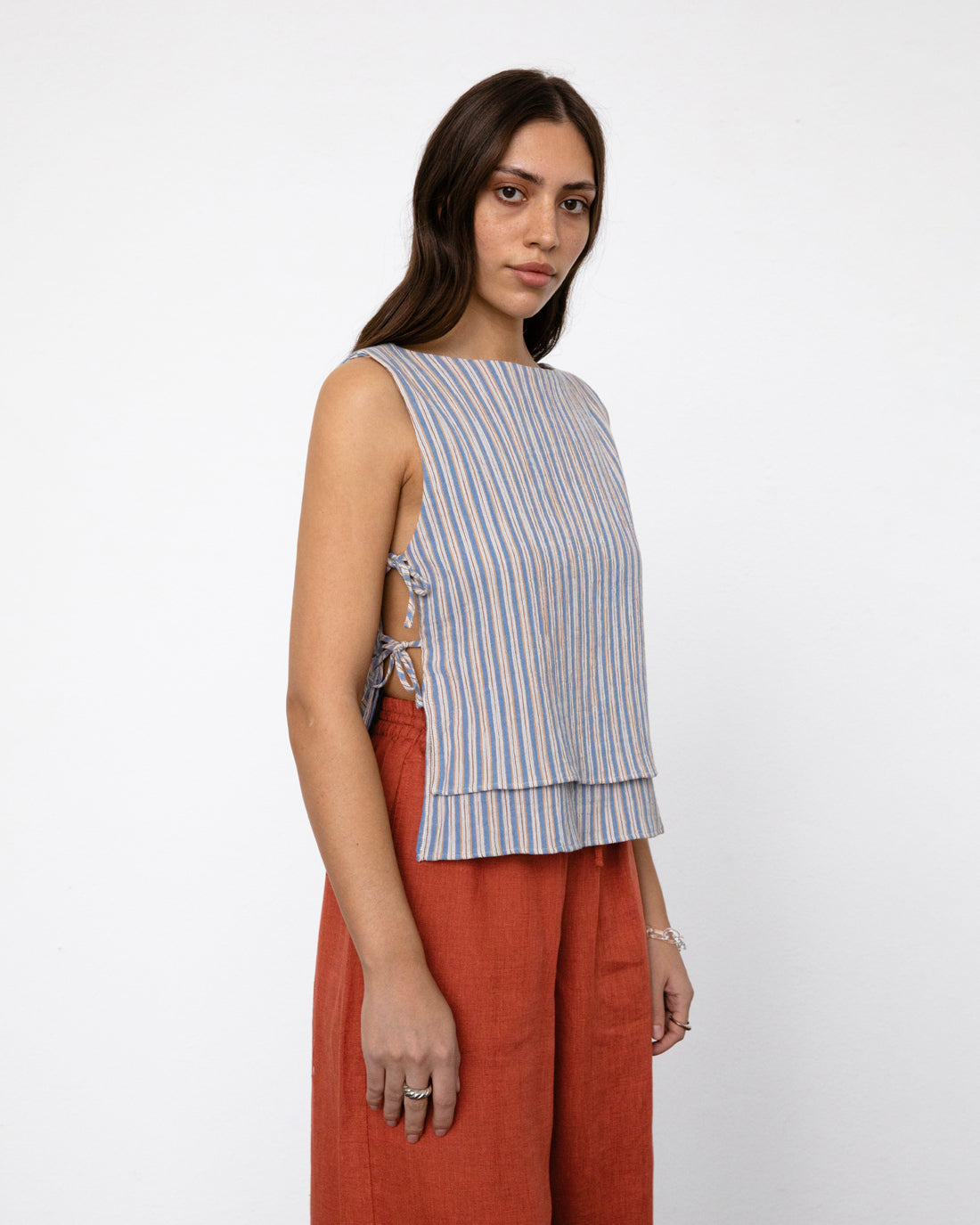 Gestreiftes Wickeltop Bio Baumwolle - Multi