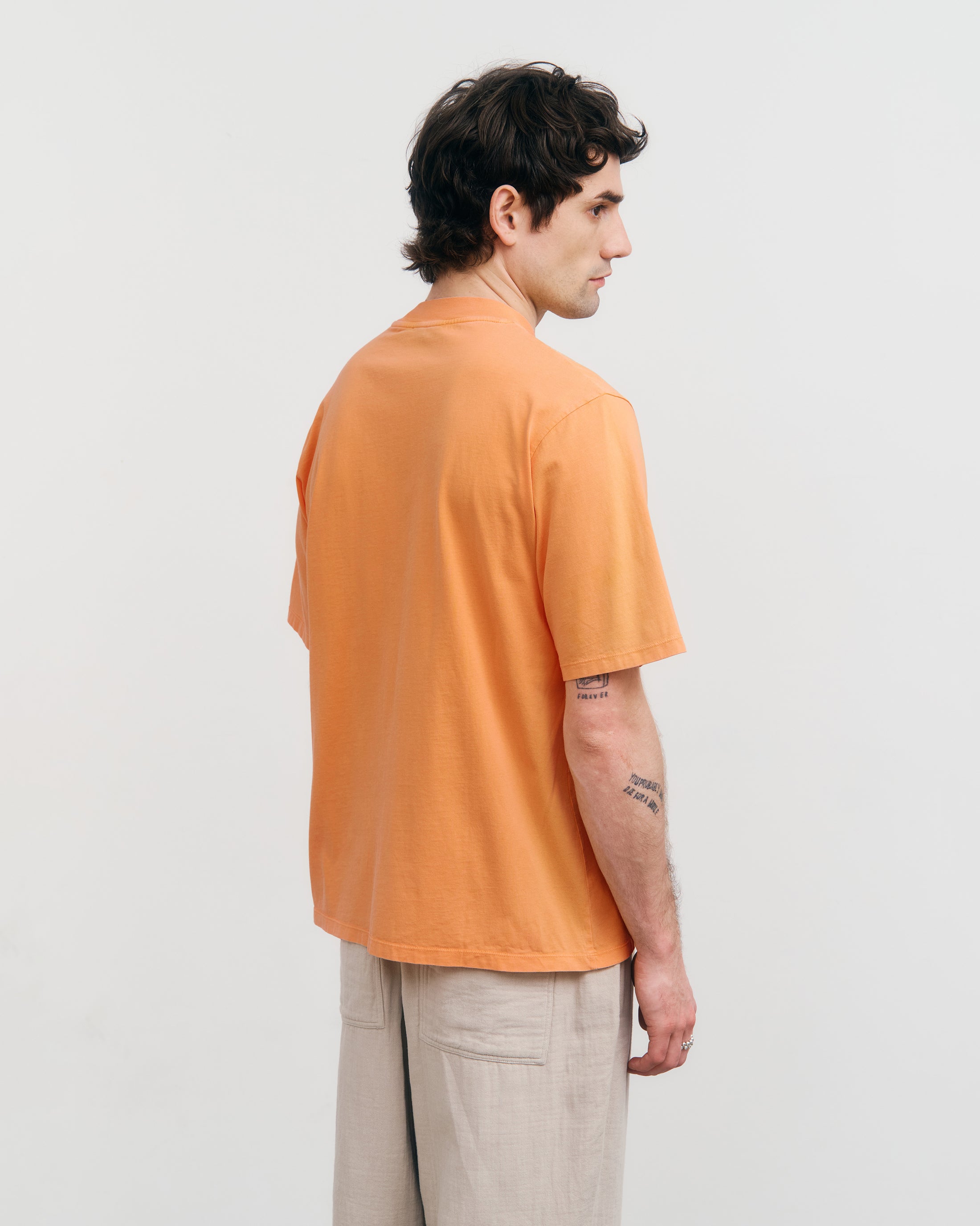 T-Shirt mit Breitem Kragen - Orange
