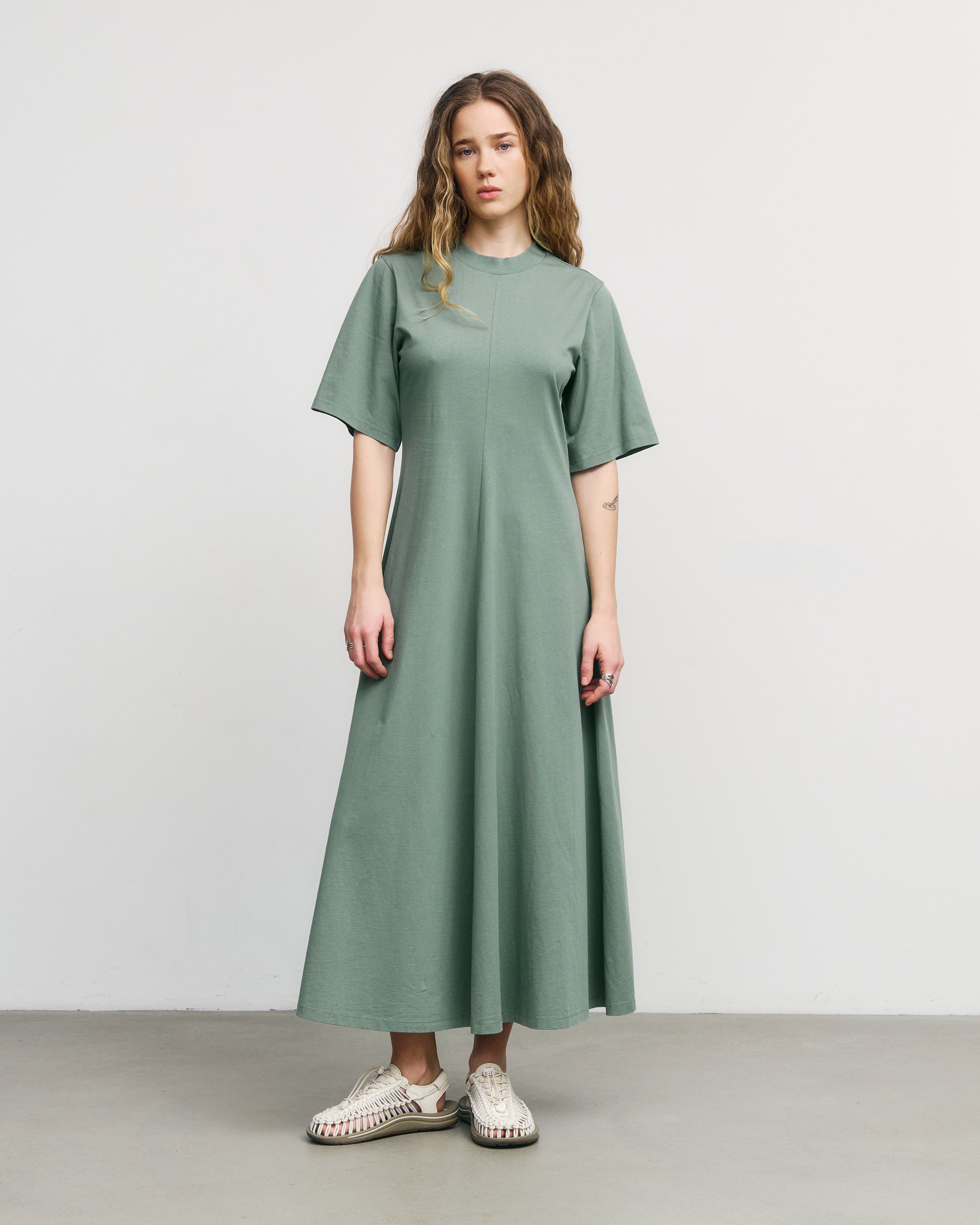 Maxi Kleid Bio Baumwolle - Grün