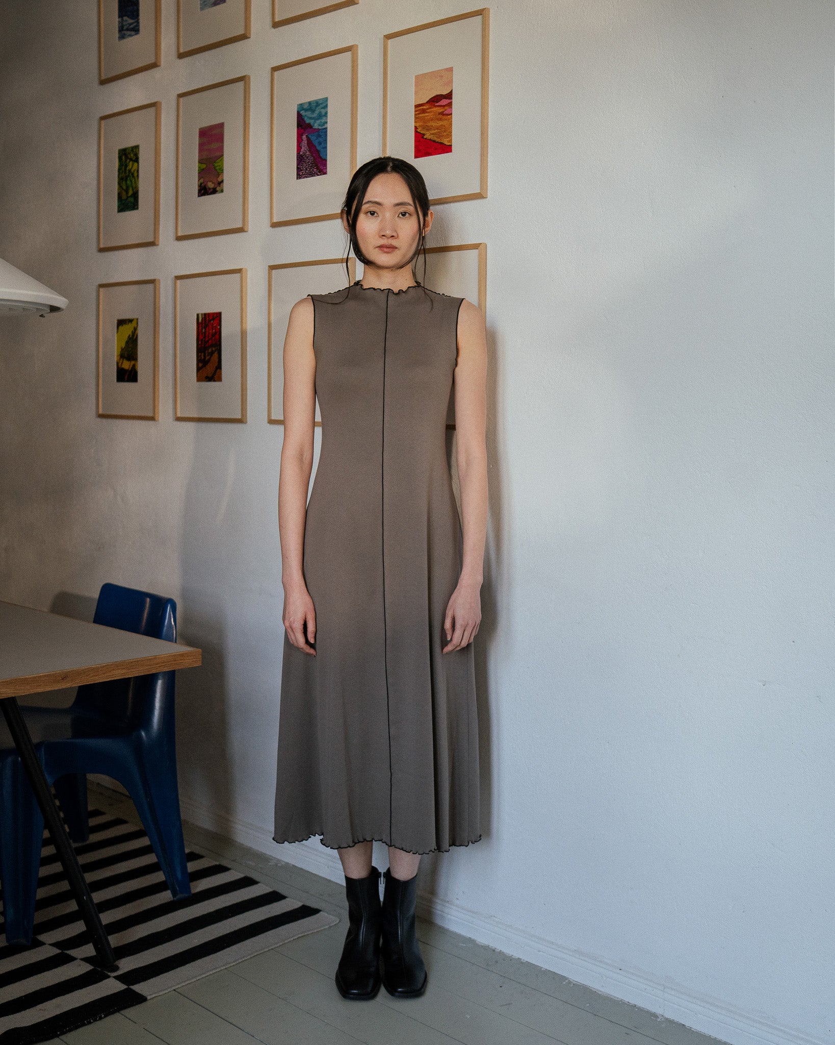 Pin-Tucked Kleid Bio Baumwolle - Grau