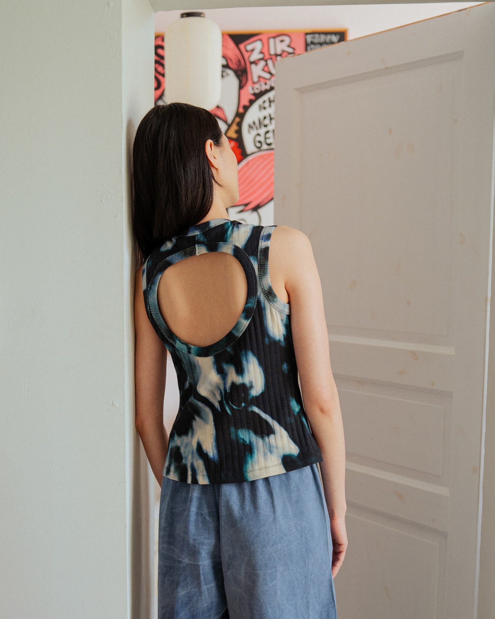 Geripptes Top Bio Baumwolle - Tie Dye