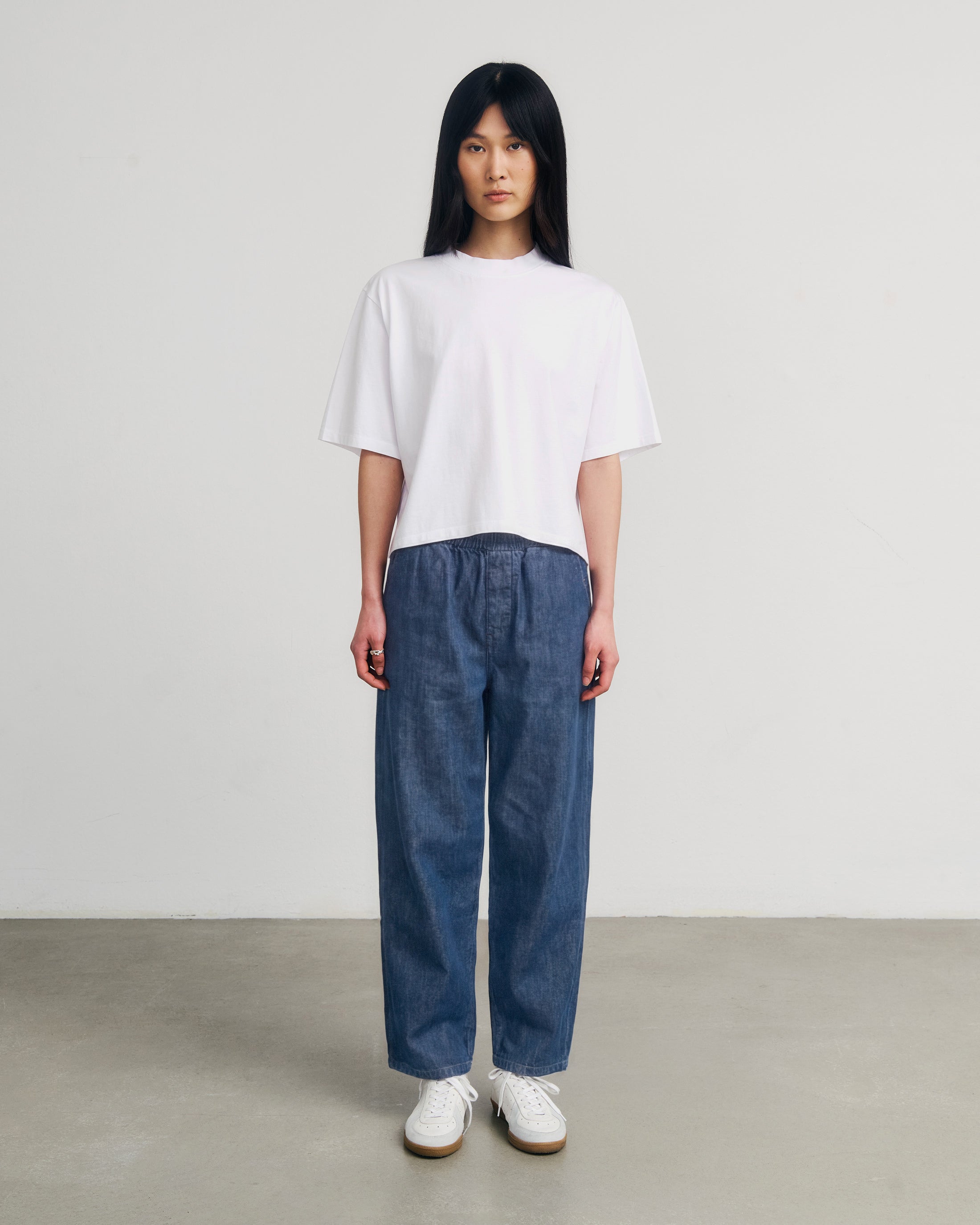 Weite Denim Hose recycelte Baumwolle – Blau