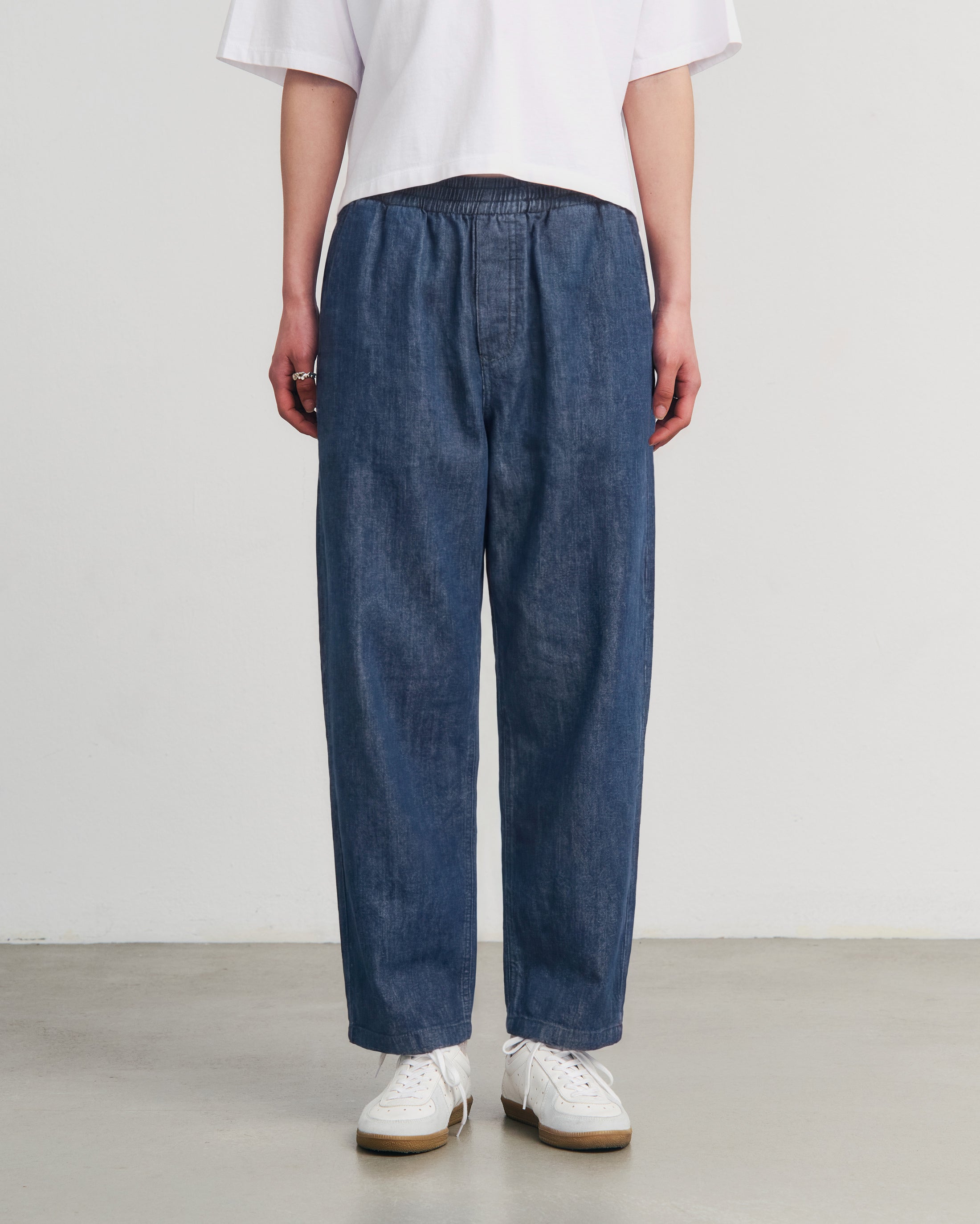 Weite Denim Hose recycelte Baumwolle – Blau