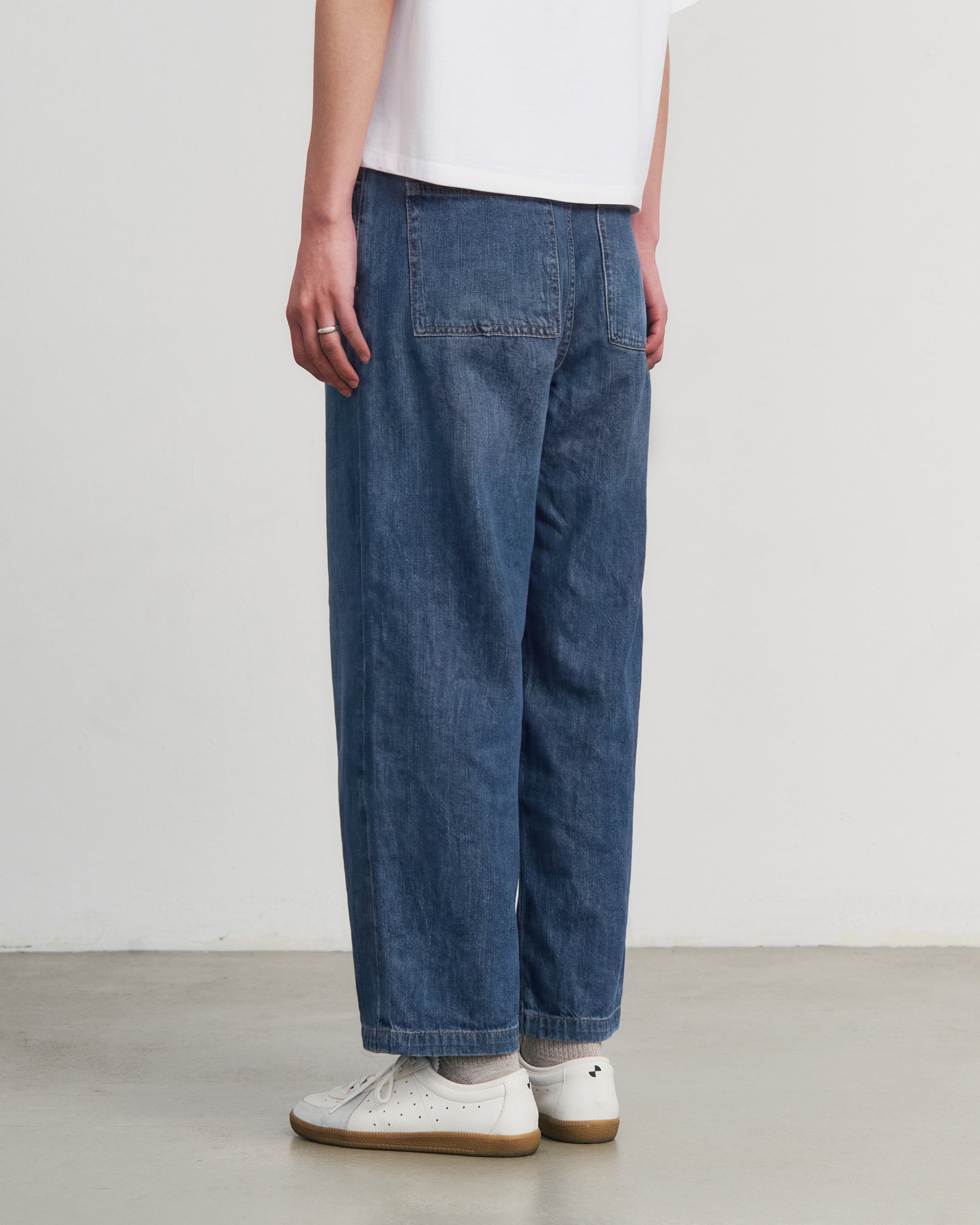 Weite Denim Hose recycelte Baumwolle – Blau