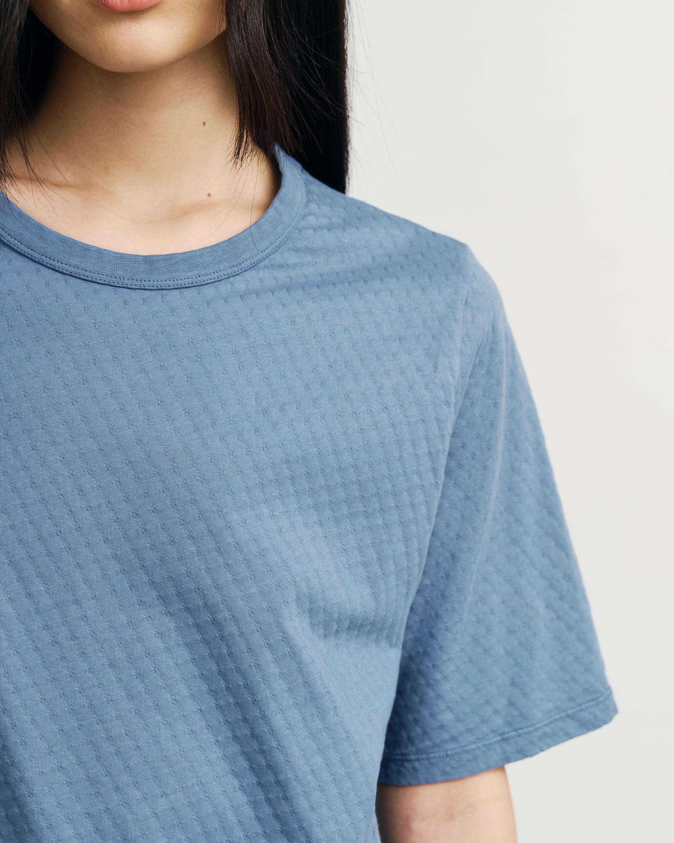 Strukturiertes T-Shirt Bio Baumwolle - Blau