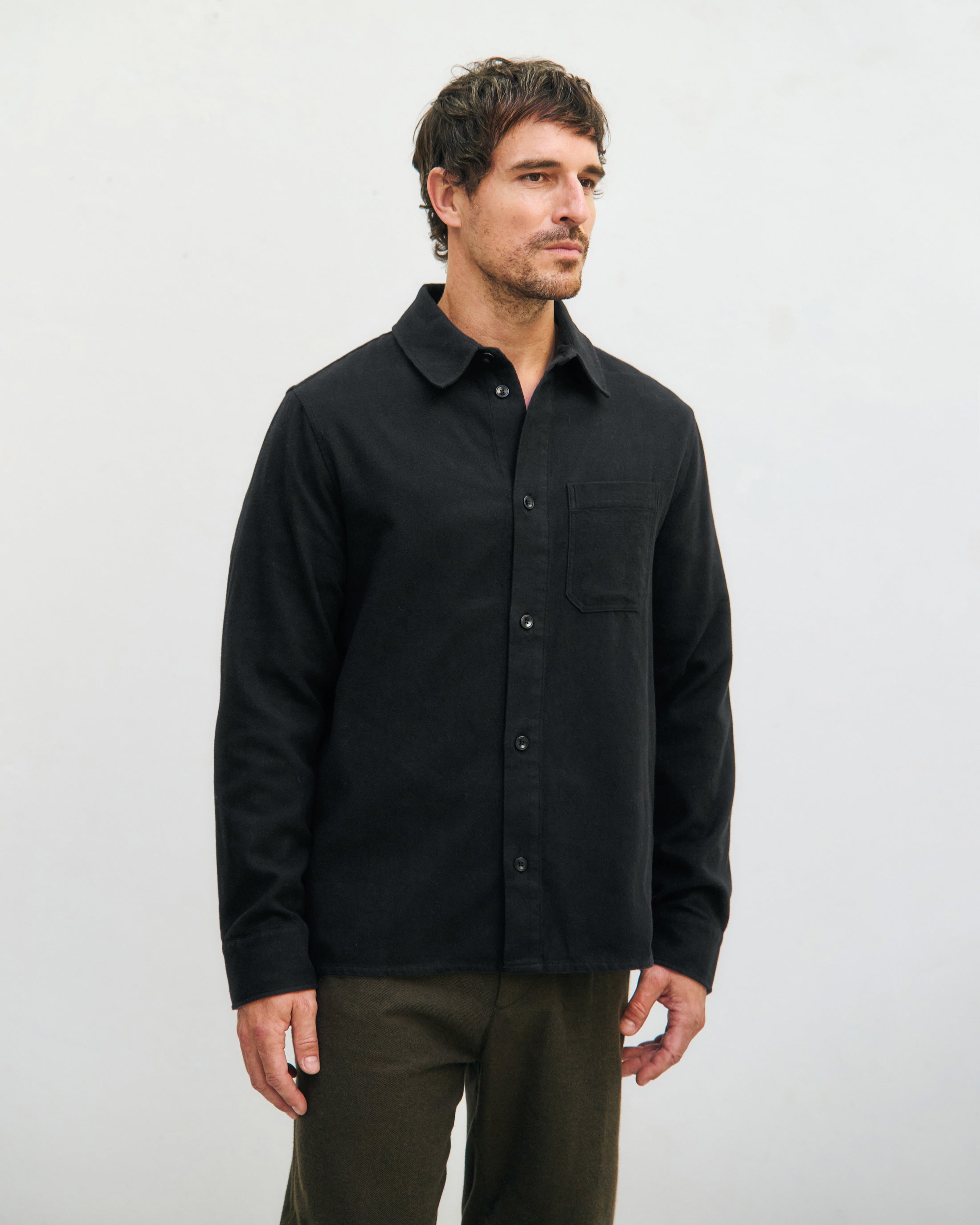 Flanell Hemd Bio Baumwolle - Schwarz