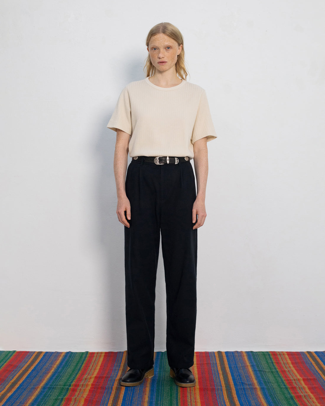 High Waist Flanell Hose Bio Baumwolle - Schwarz