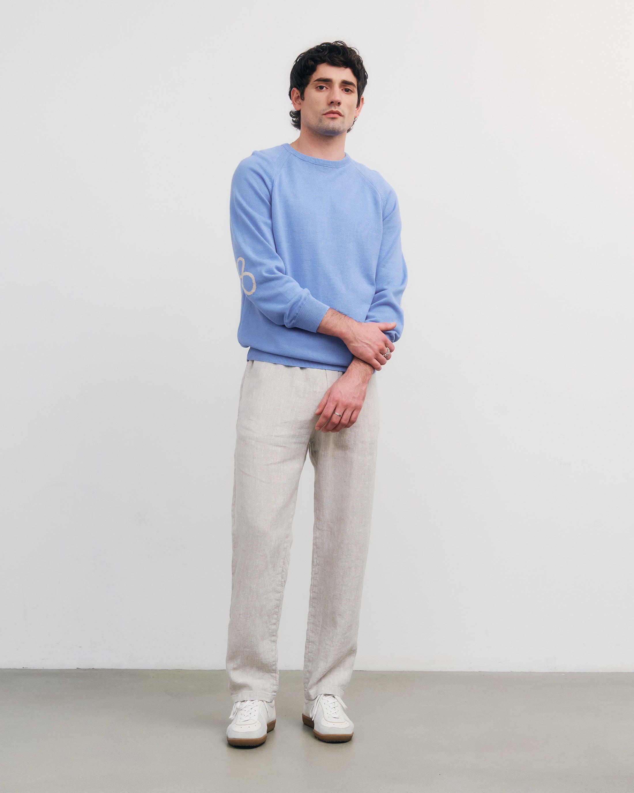 Flower Strickpullover Bio Baumwolle - Blau