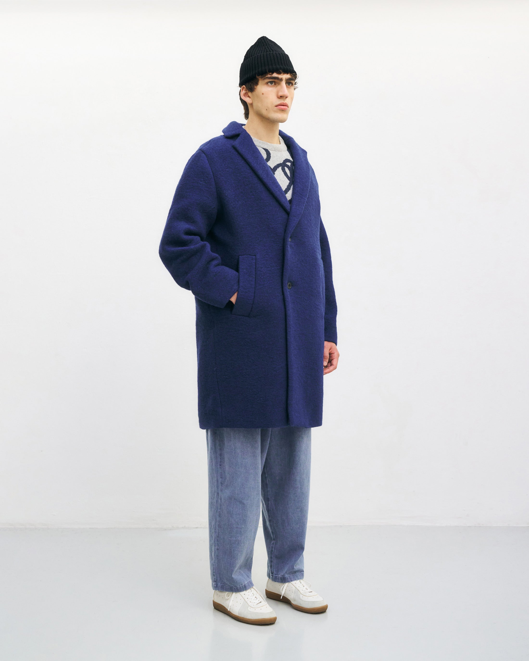 Mantel Bio Wollmischung - Royalblau