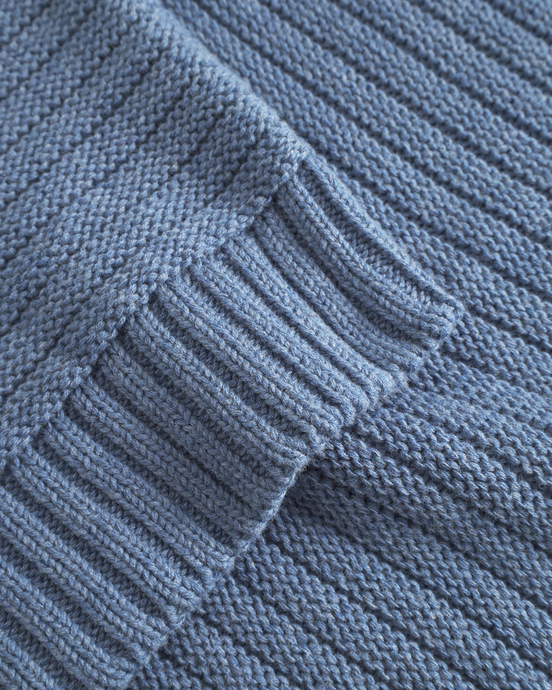 Gerippter Strickpullover Bio Baumwolle - Blau