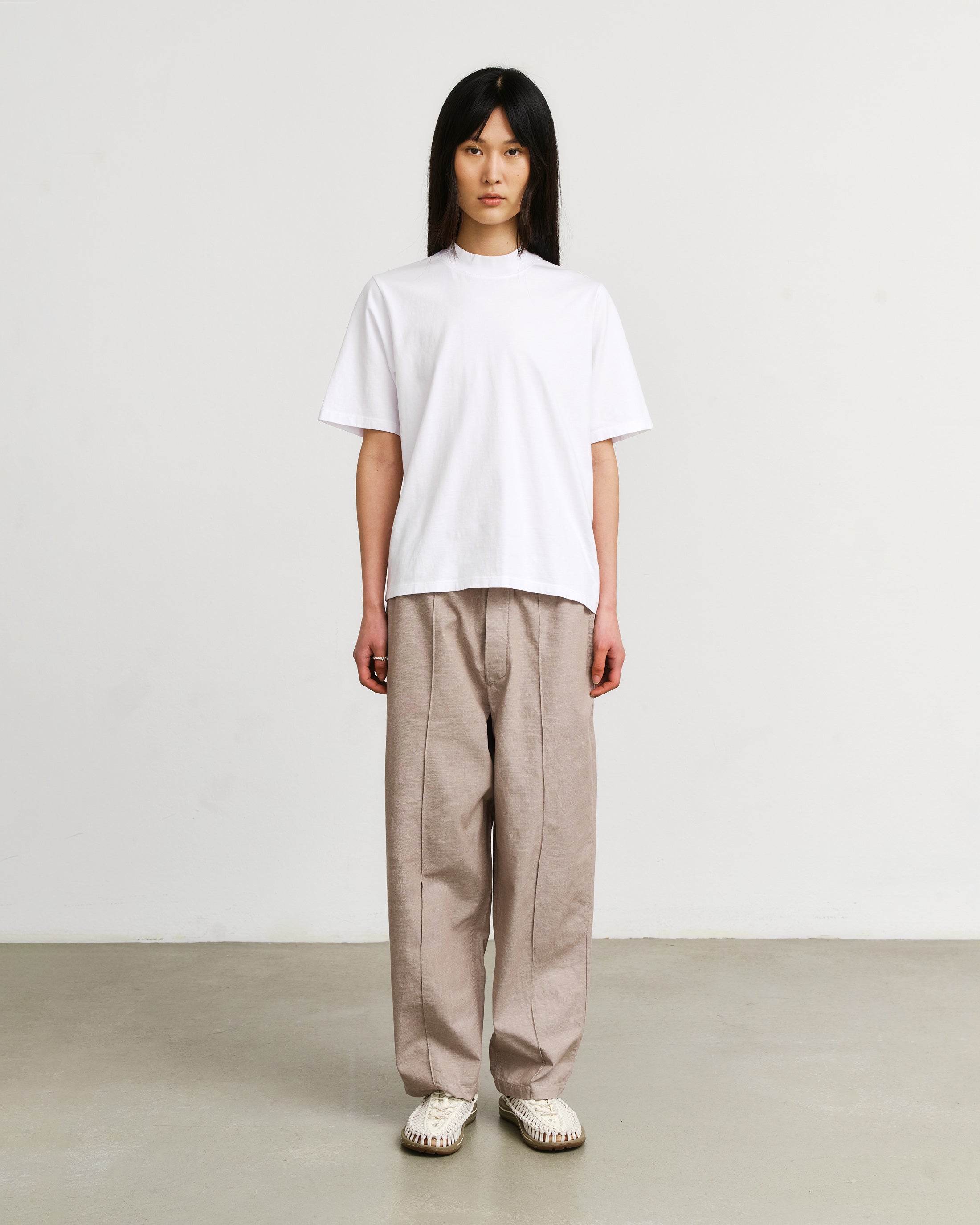 Weite Bundfaltenhose Bio Baumwolle - Sand