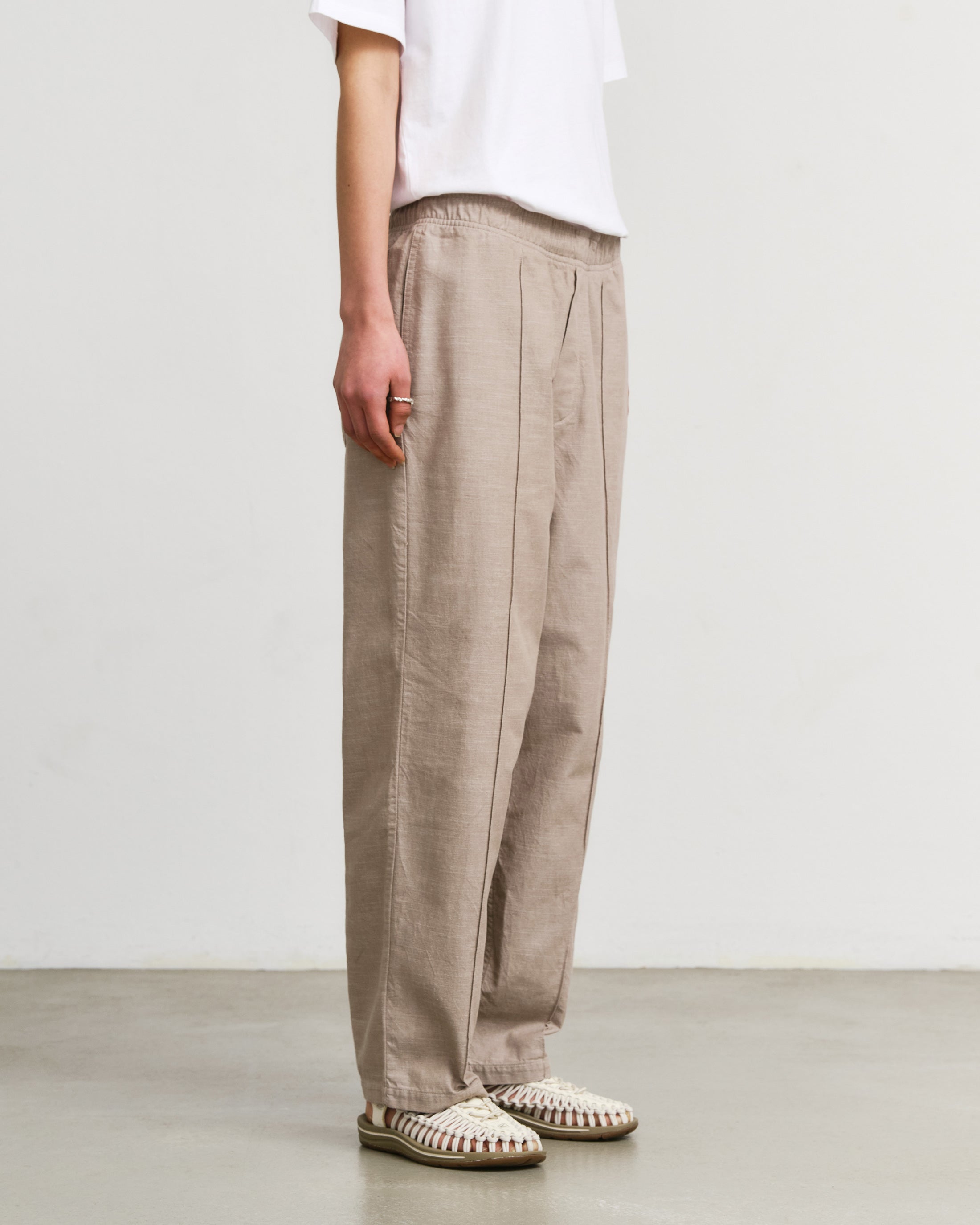 Weite Bundfaltenhose Bio Baumwolle - Sand
