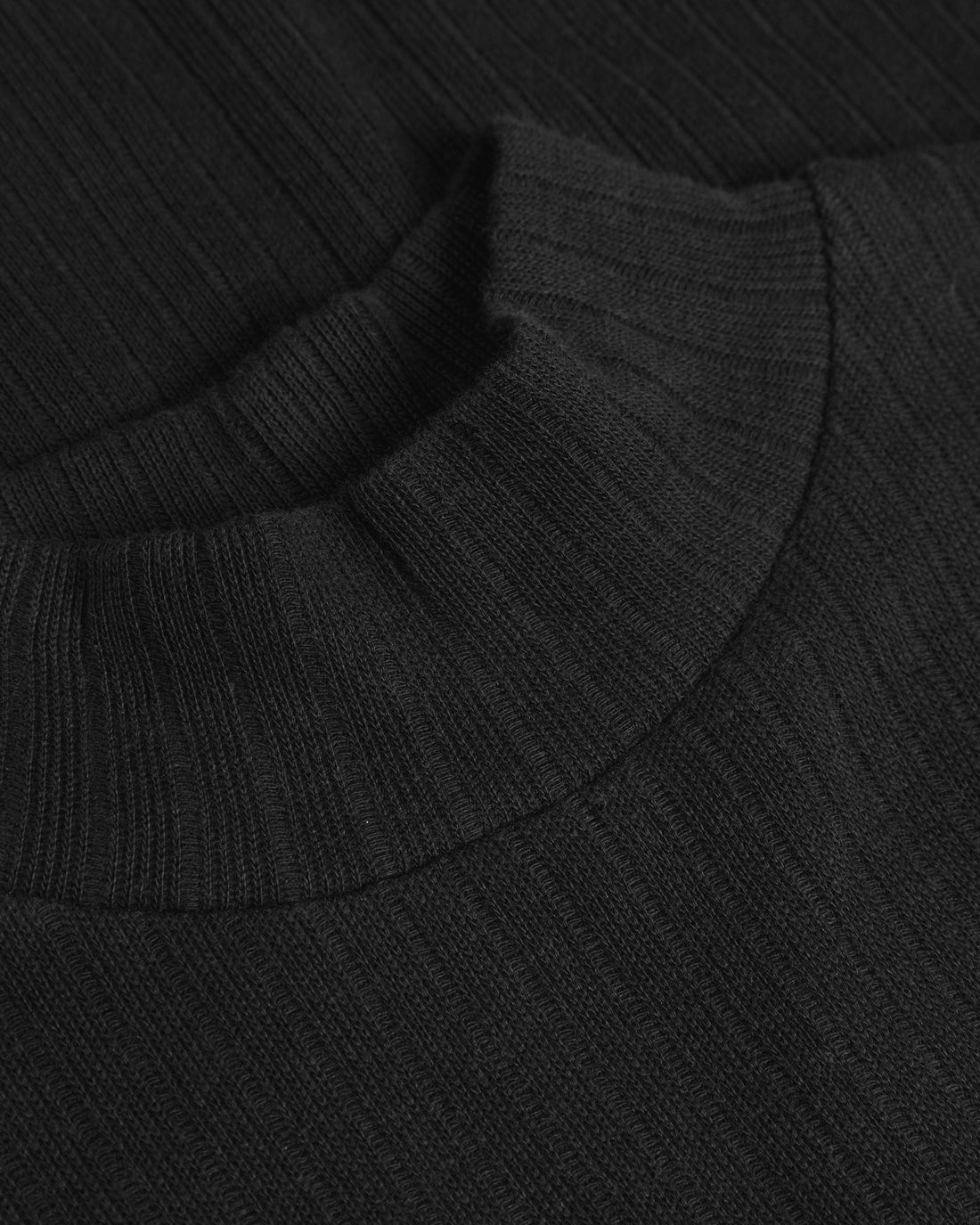 Schweres Mockneck Kleid Bio Baumwolle - Schwarz