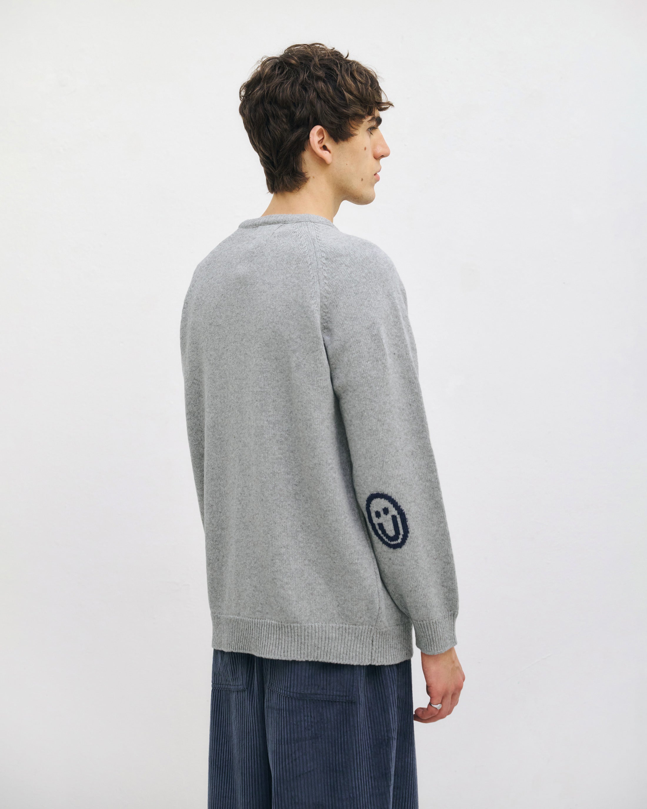 Smiling Strickpullover Recycelte Wolle - Hellgrau