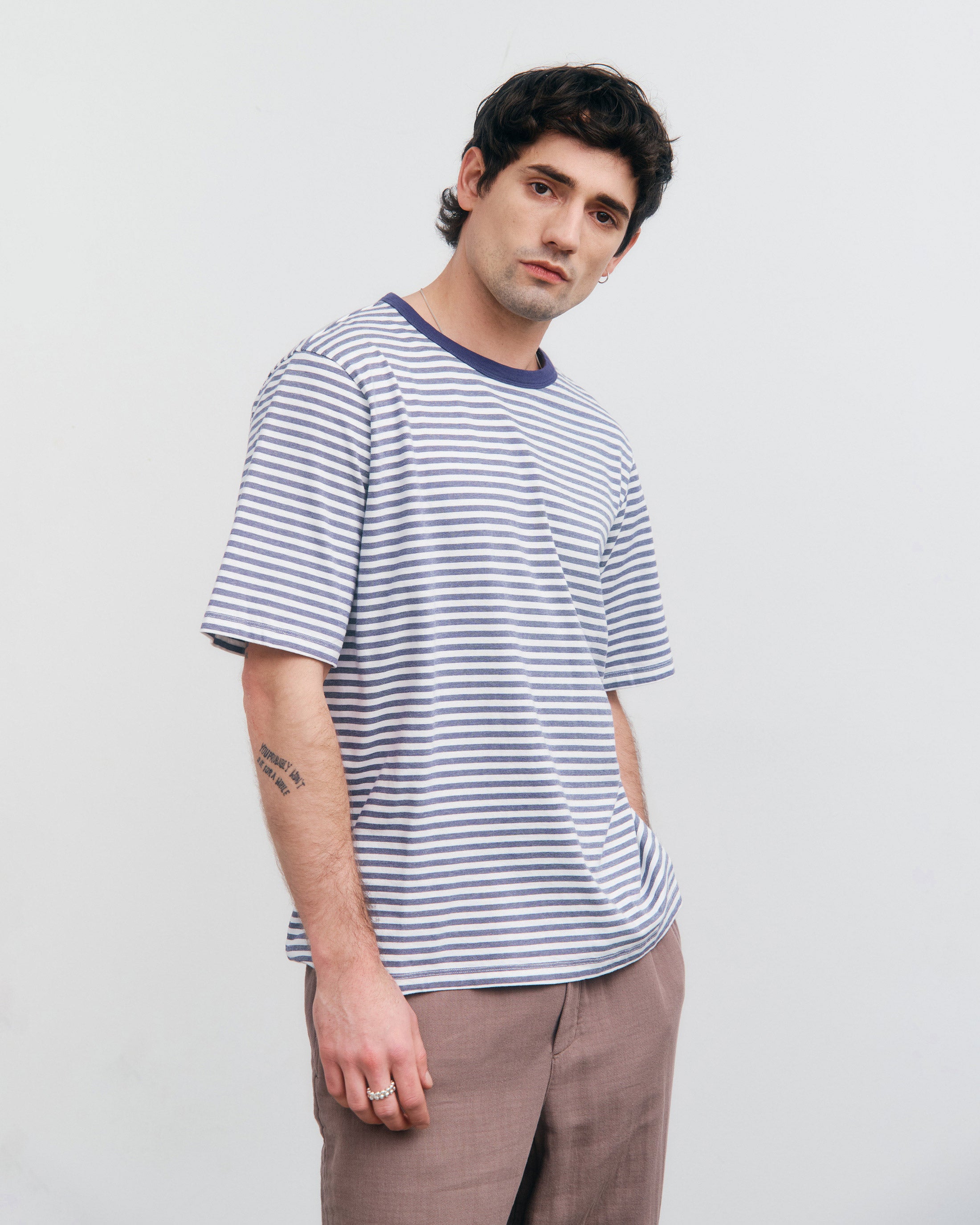 Gestreiftes T-Shirt Bio Baumwolle - Blau