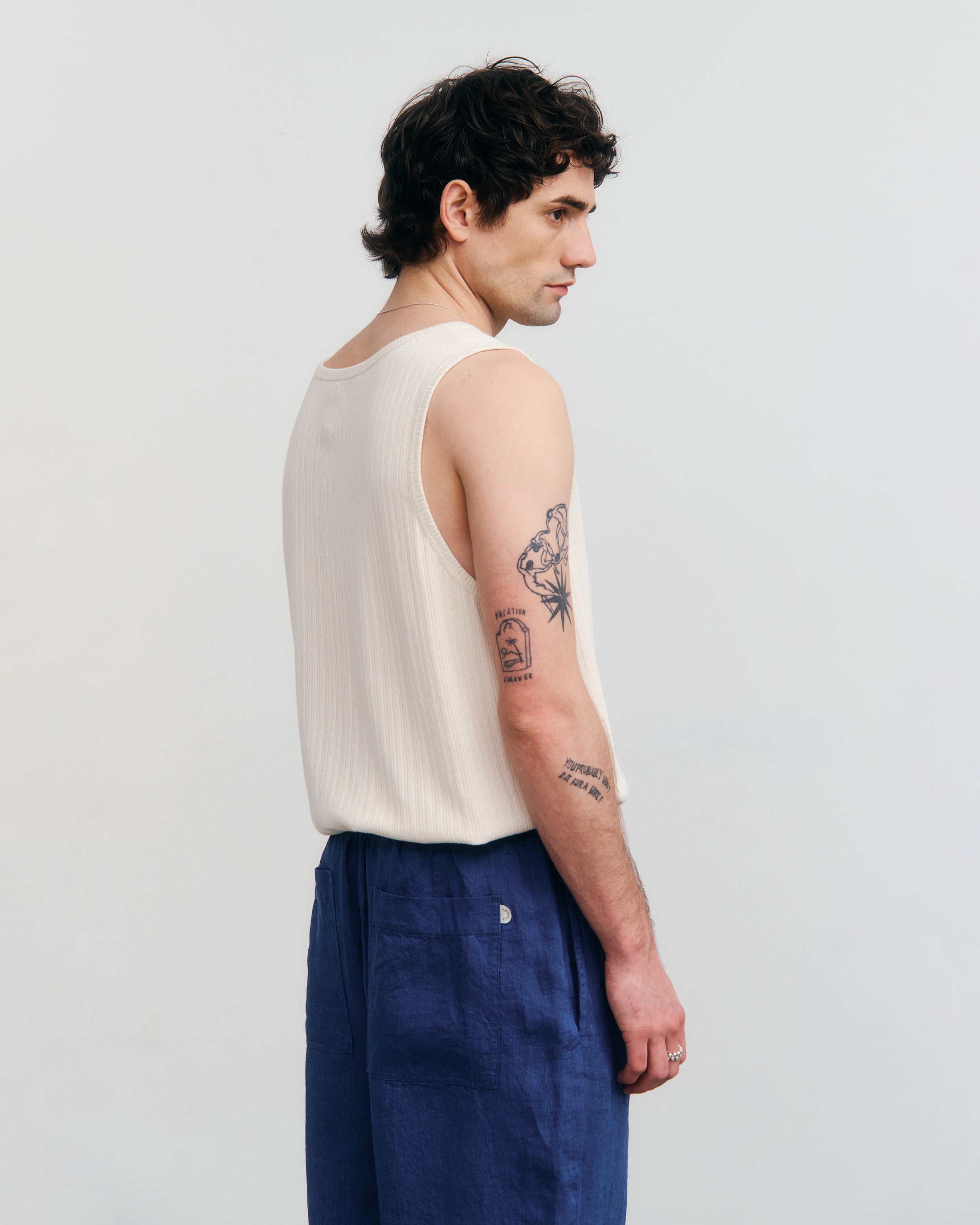 Geripptes Tanktop Bio Baumwolle - Weiß