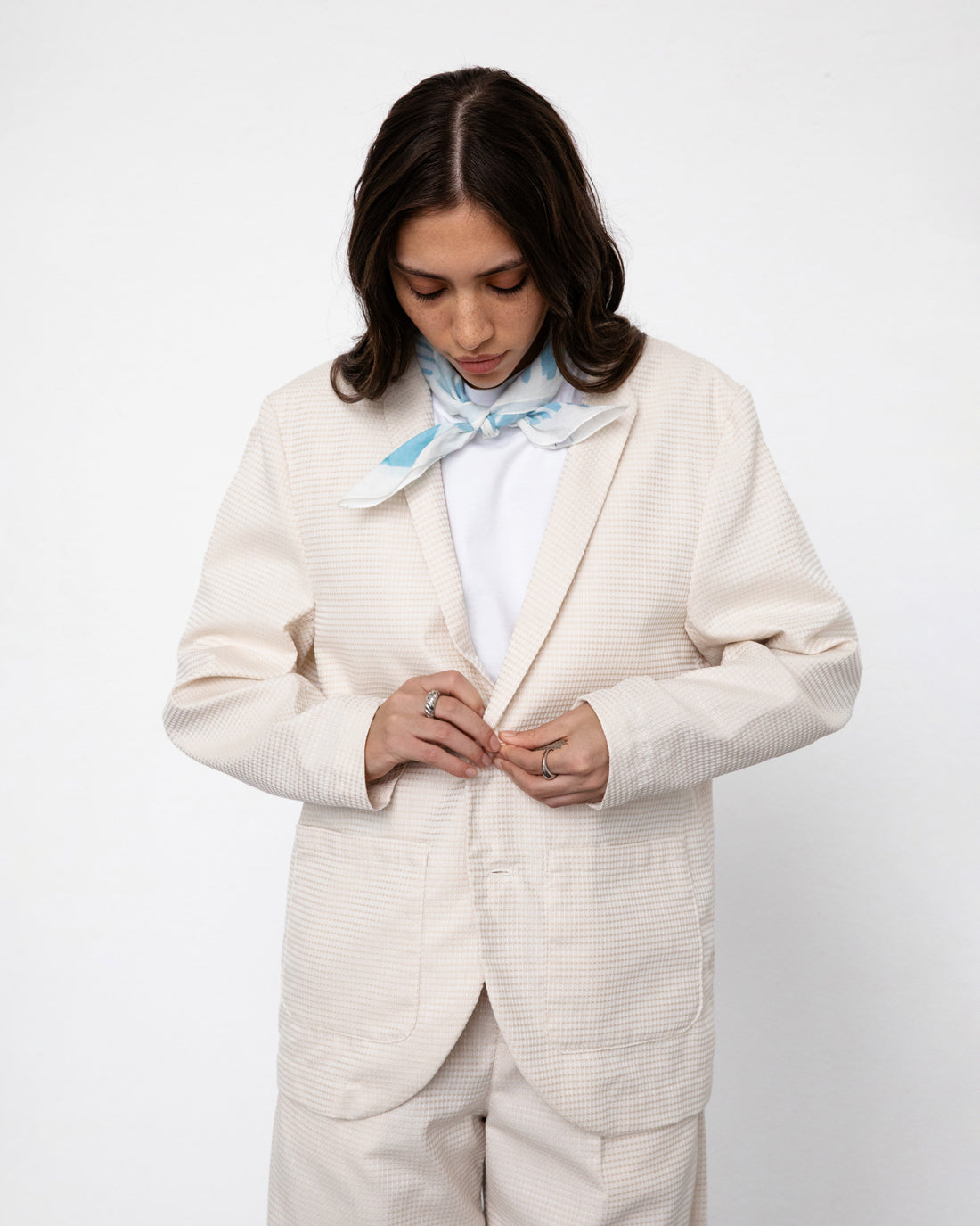 Casual Waffel Blazer Bio Baumwolle - Sand
