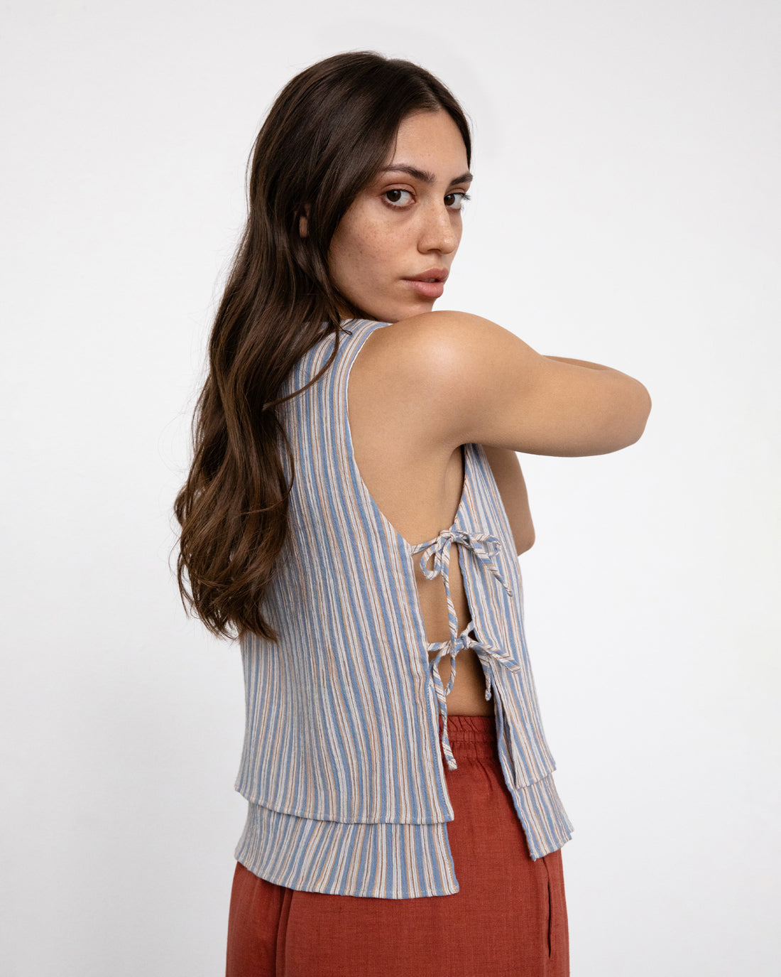 Gestreiftes Wickeltop Bio Baumwolle - Multi