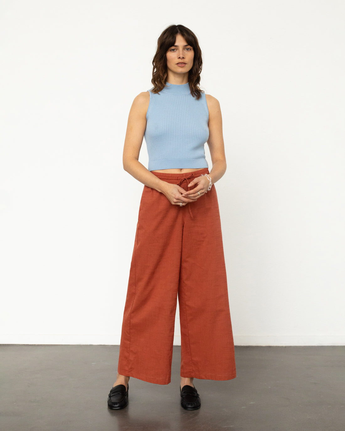 Strick Singlet Merinowolle - Hellblau
