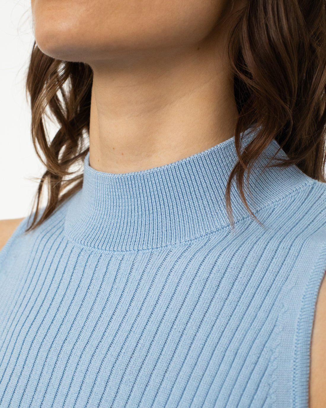 Strick Singlet Merinowolle - Hellblau