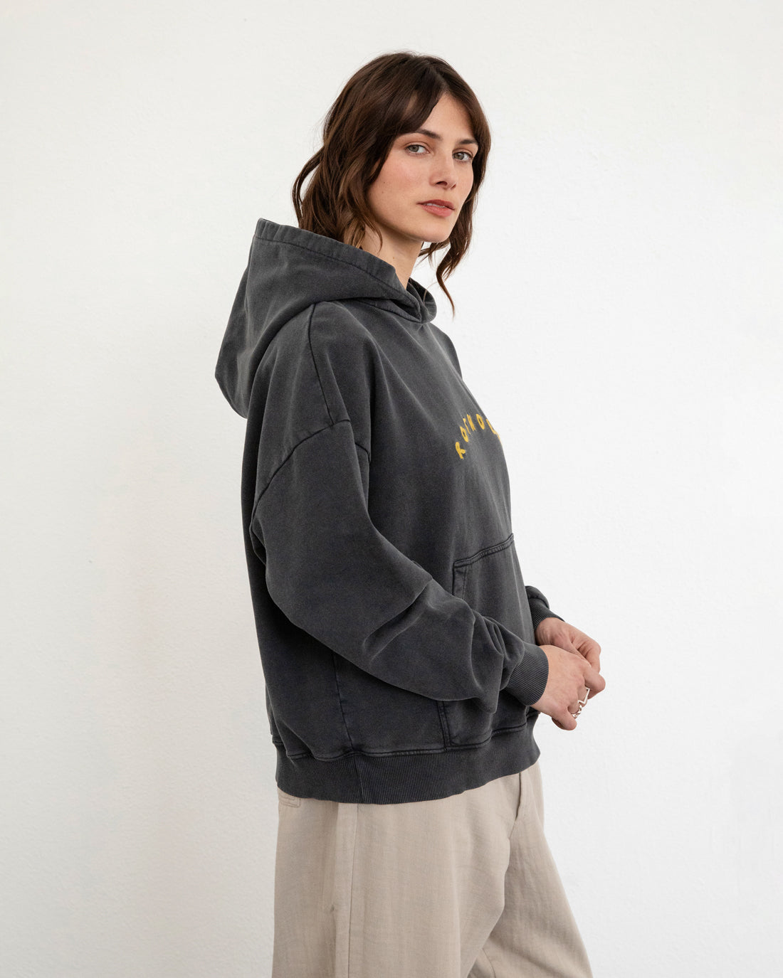 Logo Hoodie Bio Baumwolle - Washed Black