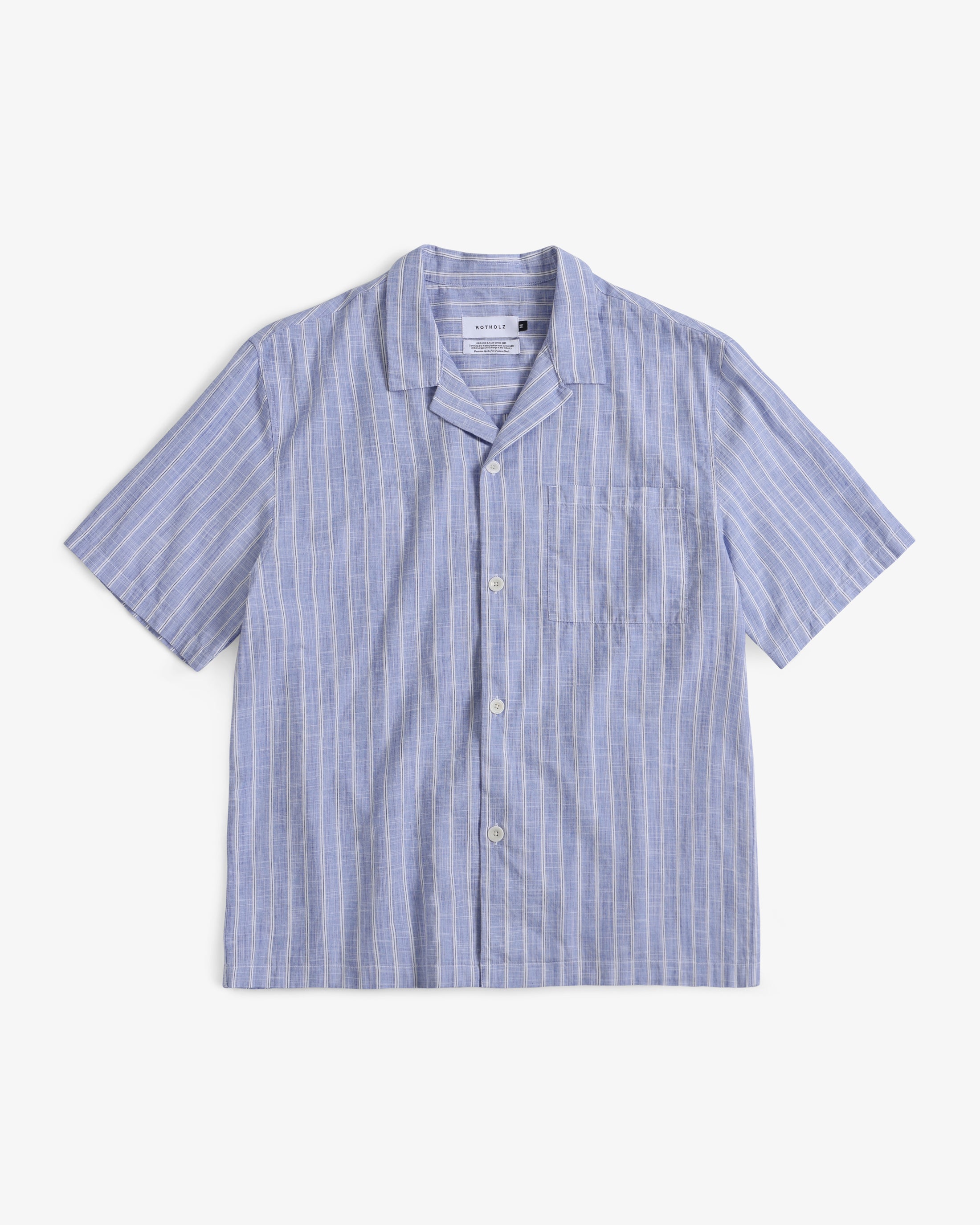 Gestreiftes Bowling Shirt Bio Baumwolle - Blau