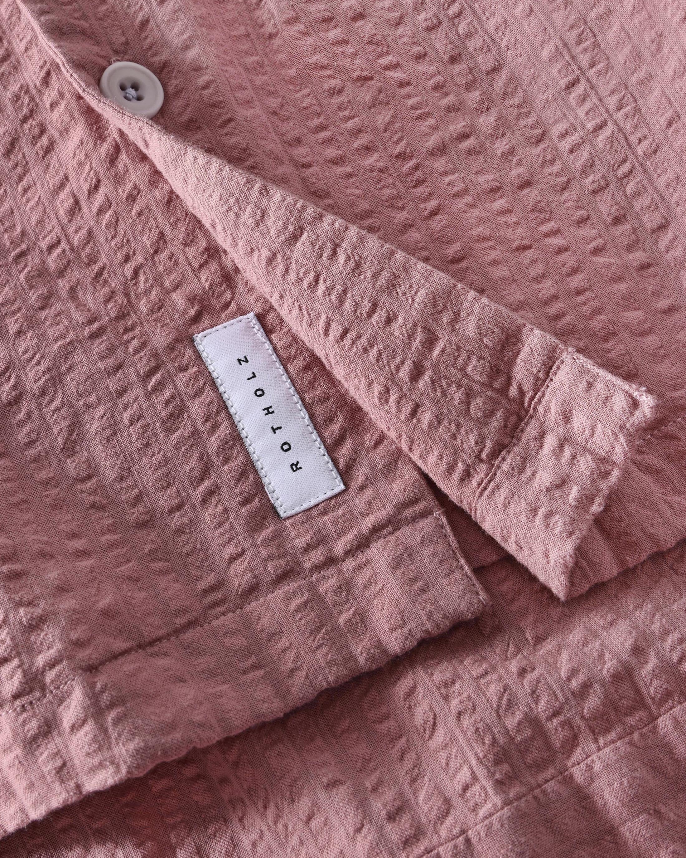 Seersucker Bowling Shirt Bio Baumwolle - Pink