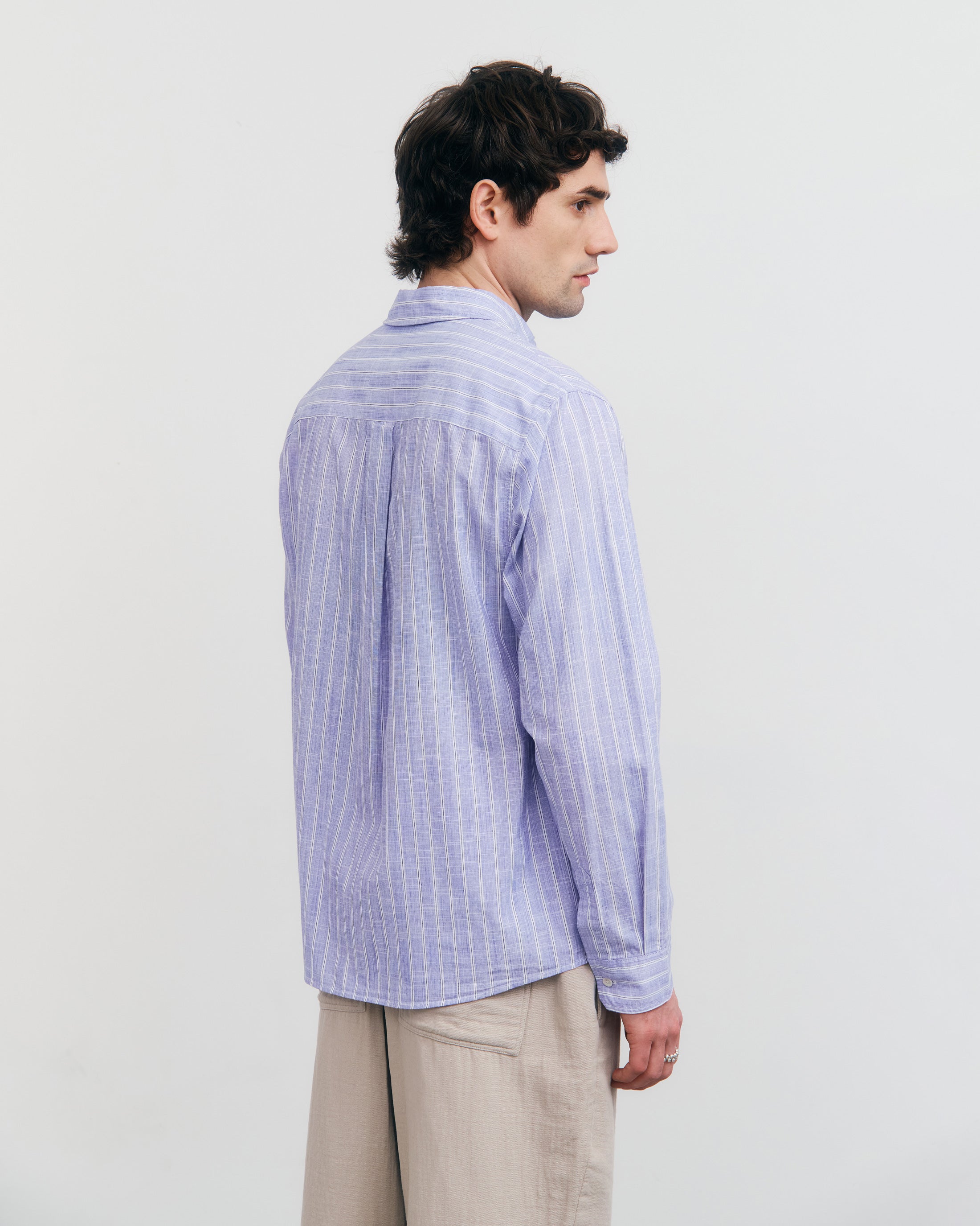 Button-Down Hemd Bio Baumwolle - Blau Gestreift