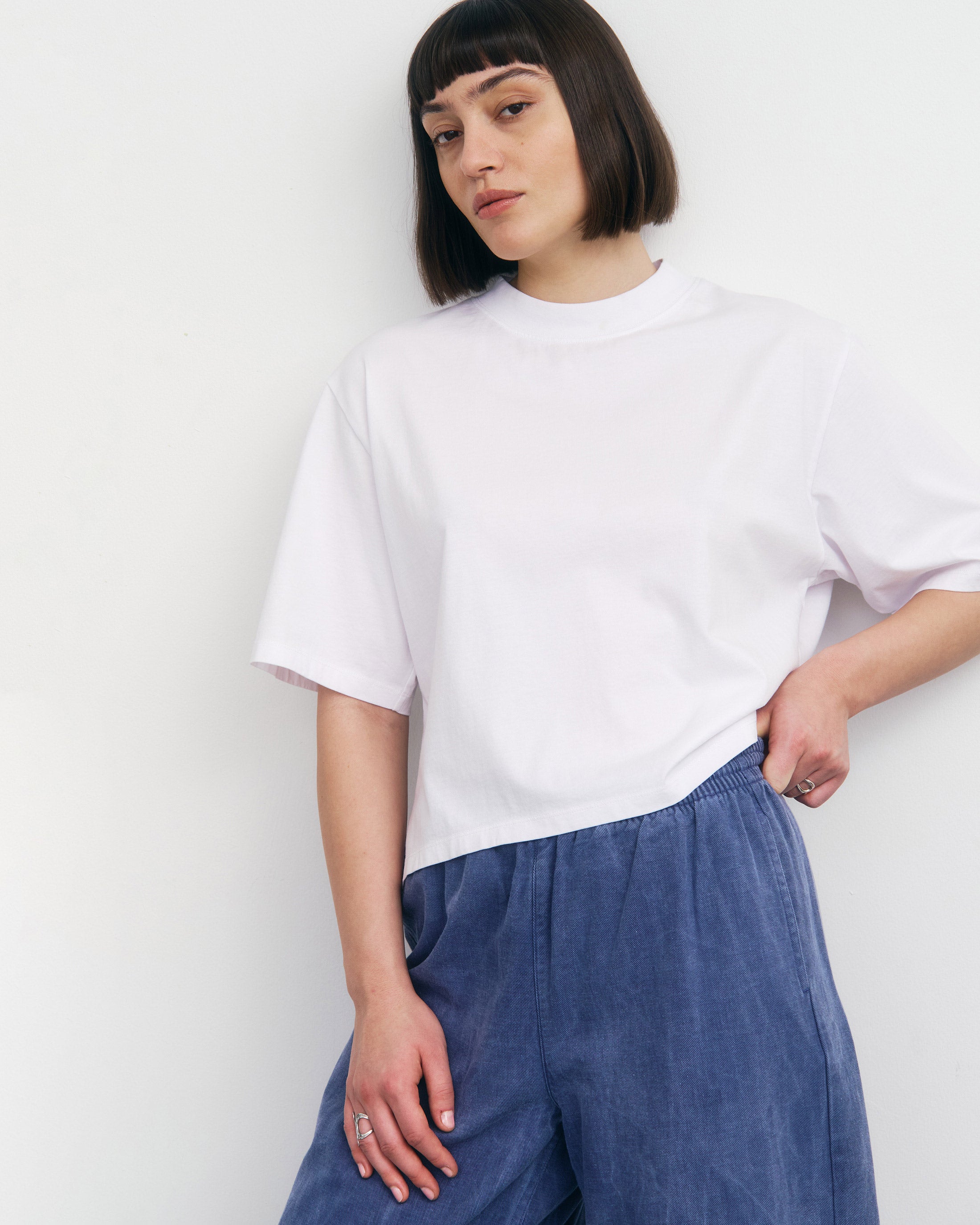 Kurzes T-Shirt Bio Baumwolle - Weiß
