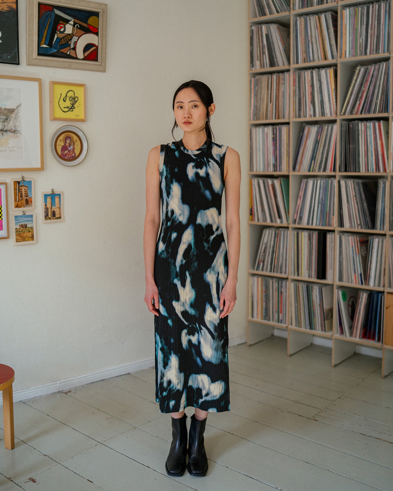 Geripptes Maxi Kleid Bio Baumwolle - Tie Dye