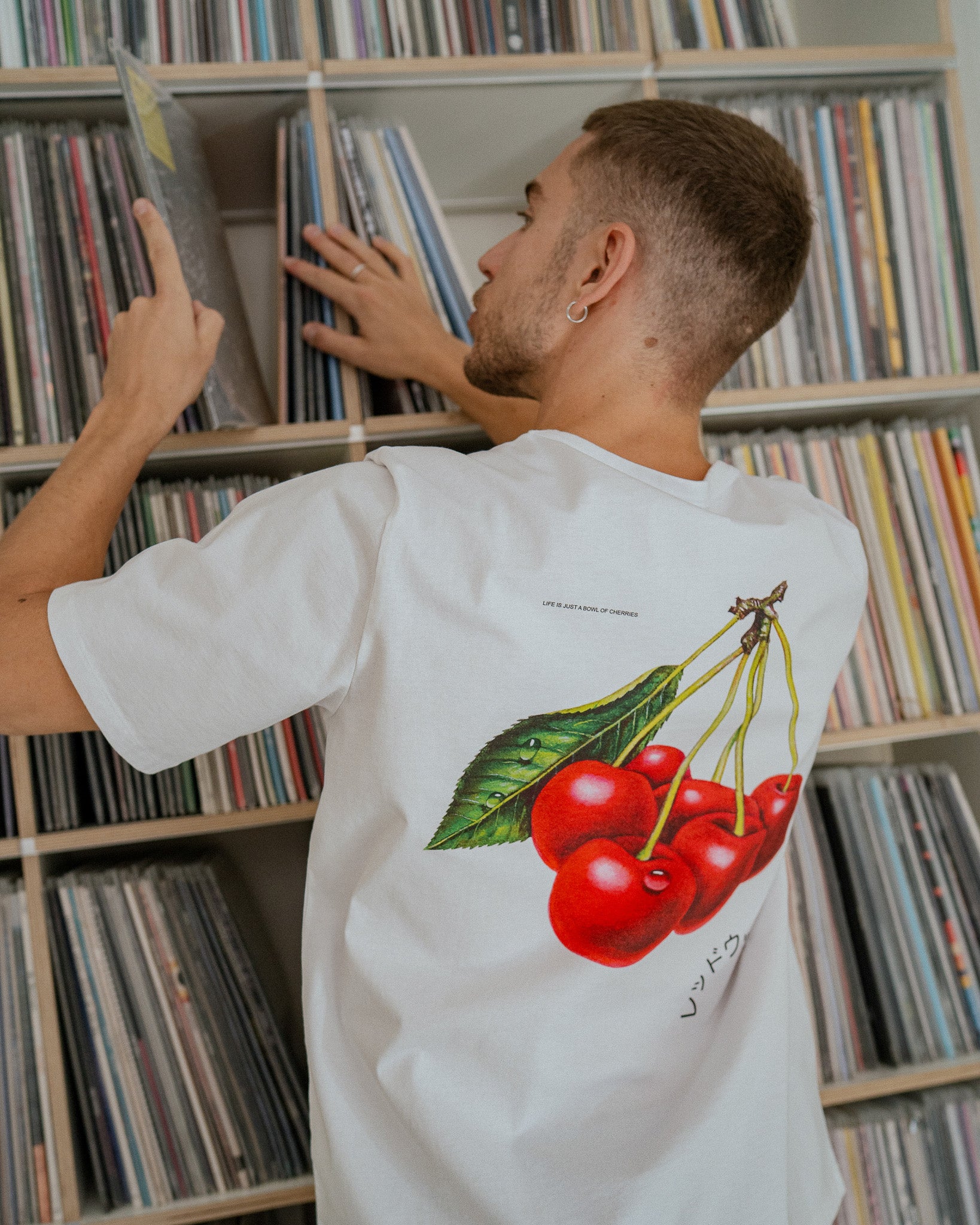 Cherry Print T-Shirt Bio Baumwolle - Weiß
