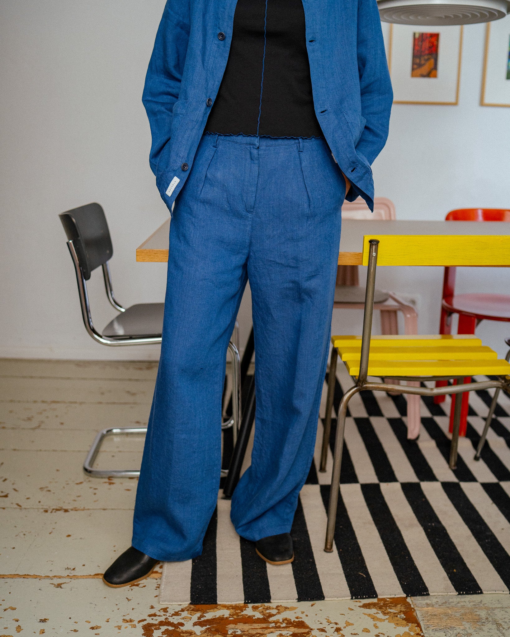 High Waist Hose Bio Baumwolle - Blau