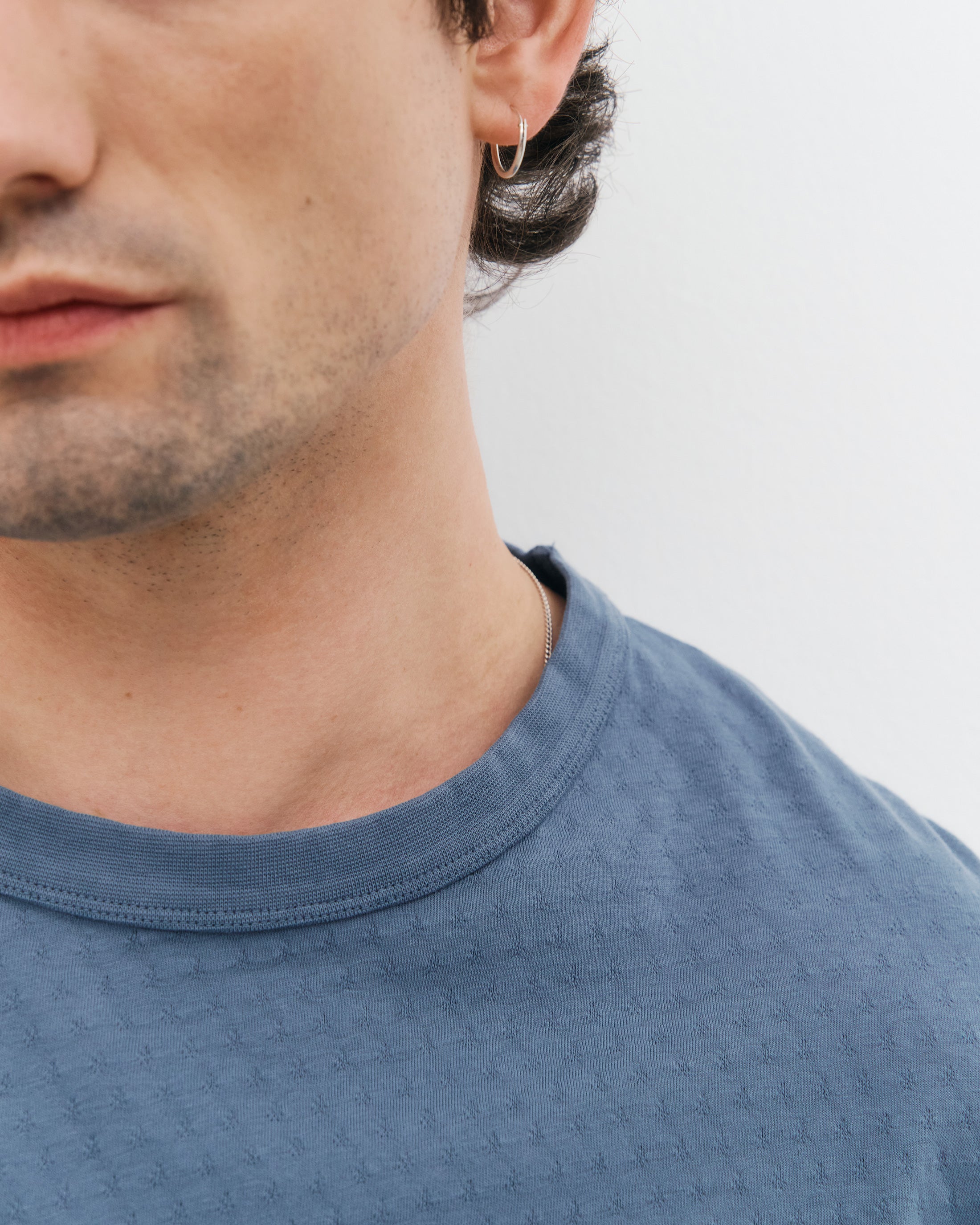 Strukturiertes T-Shirt Bio Baumwolle - Blau