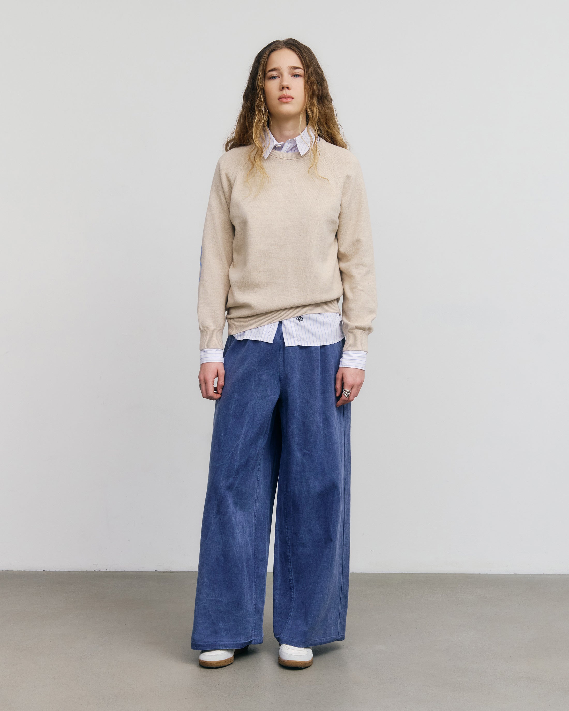 Flower Strickpullover Bio Baumwolle - Beige