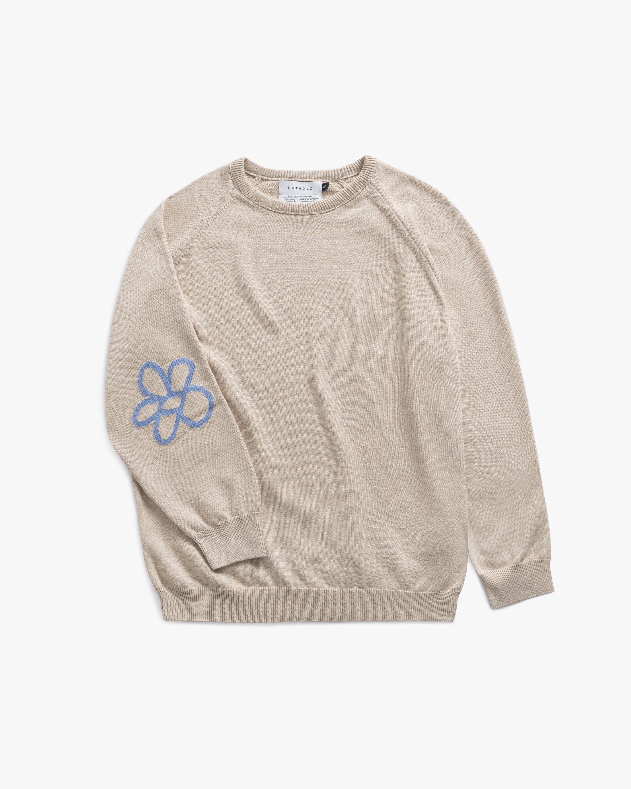Flower Strickpullover Bio Baumwolle - Beige