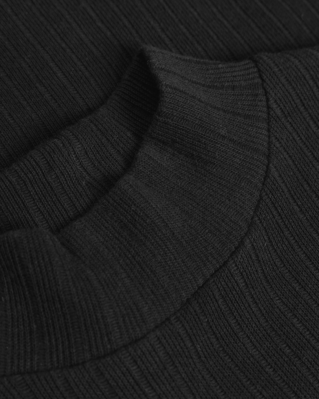 Schweres Mockneck Longsleeve Bio Baumwolle - Schwarz