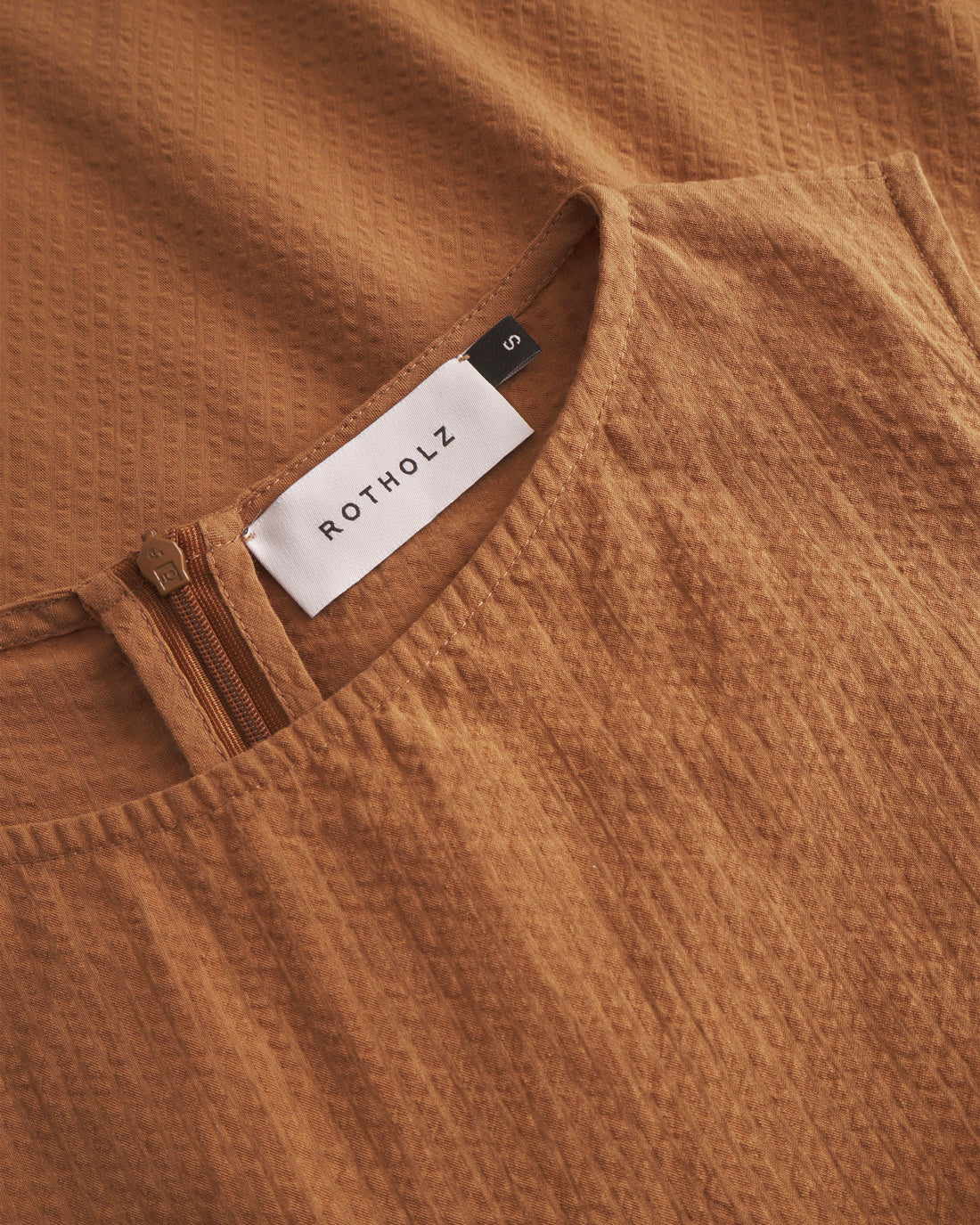 Ärmelloser Seersucker Jumpsuit Bio Baumwolle - Karamel