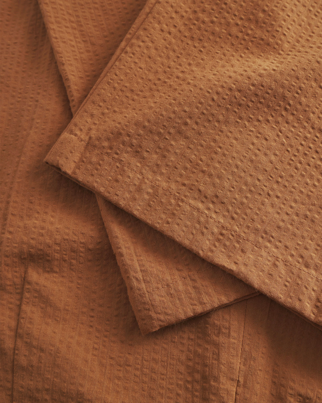 Ärmelloser Seersucker Jumpsuit Bio Baumwolle - Karamel