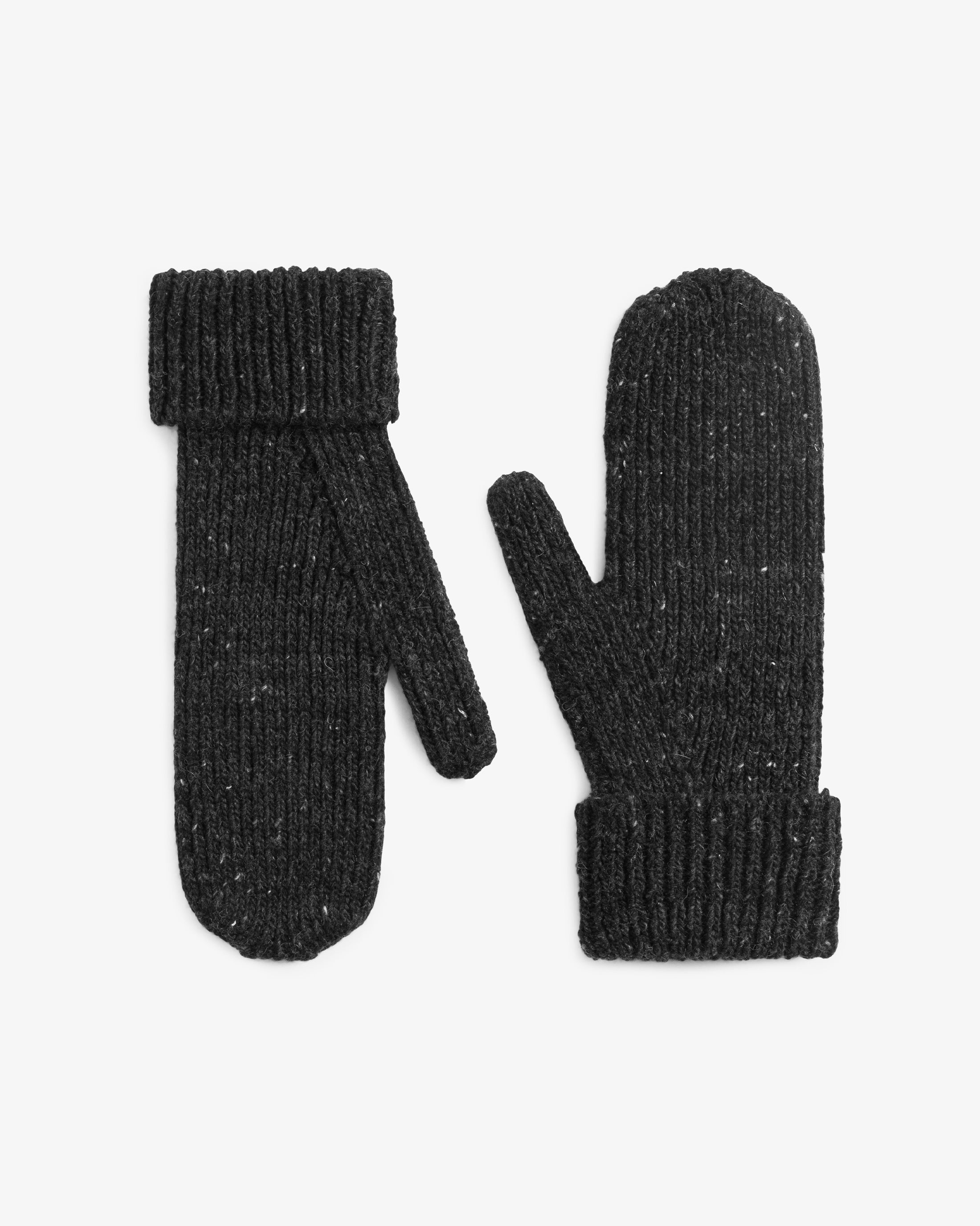 Gestrickte Handschuhe Merinowolle - Schwarz