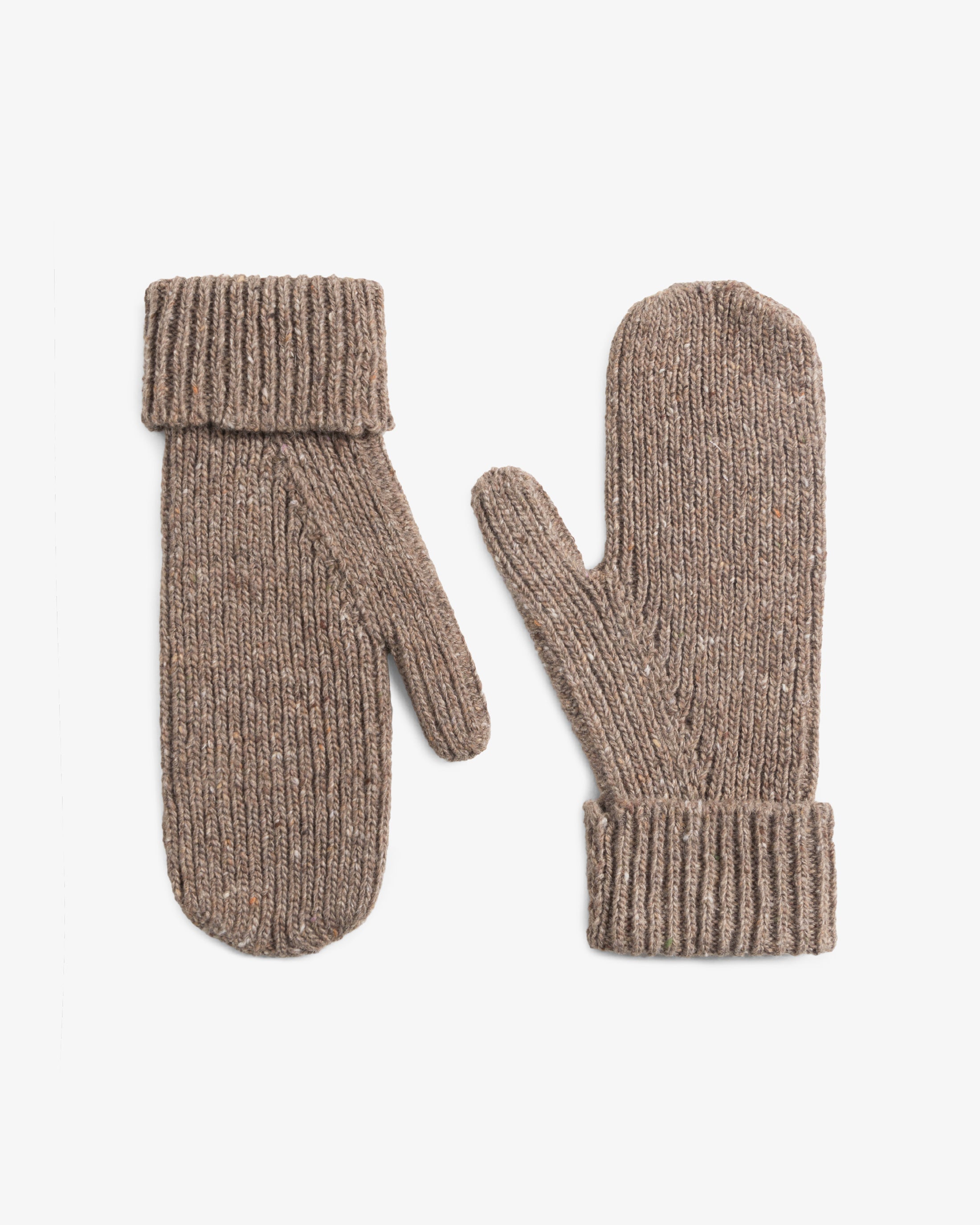 Gestrickte Handschuhe Merinowolle - Braun