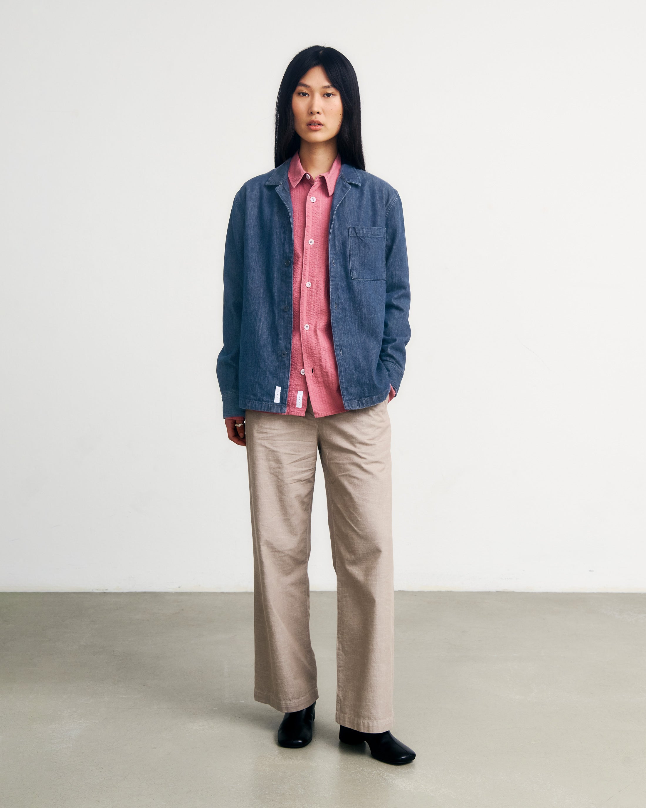 Oversized Hemd-Jacke Recycelte Baumwolle - Blau