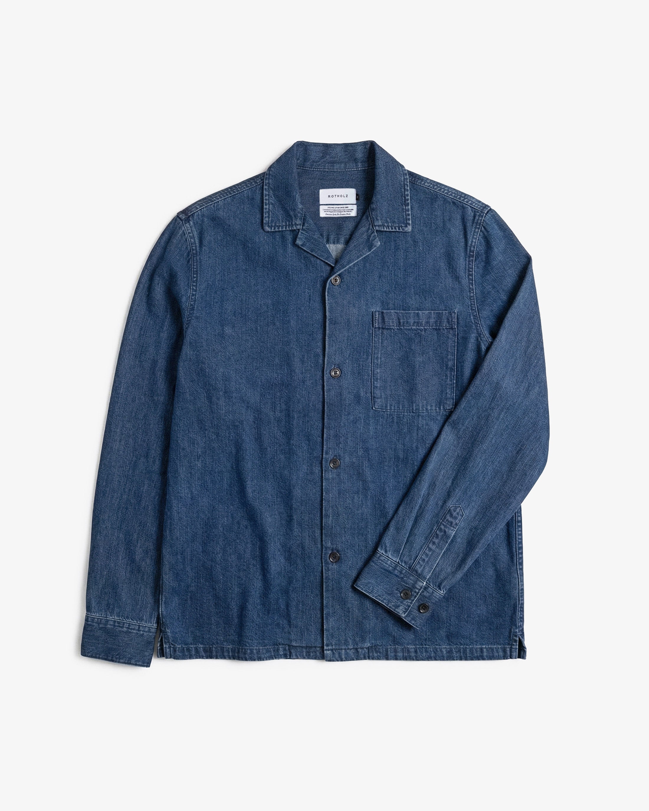 Oversized Hemd-Jacke Recycelte Baumwolle - Blau
