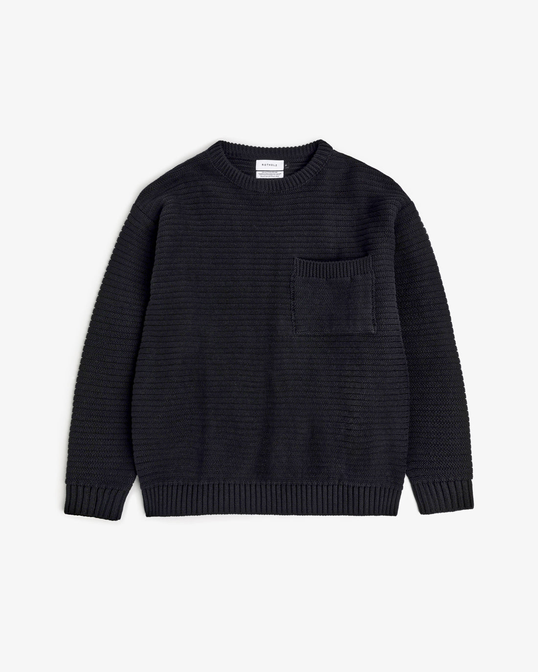 Gerippter Strickpullover Bio Baumwolle - Schwarz