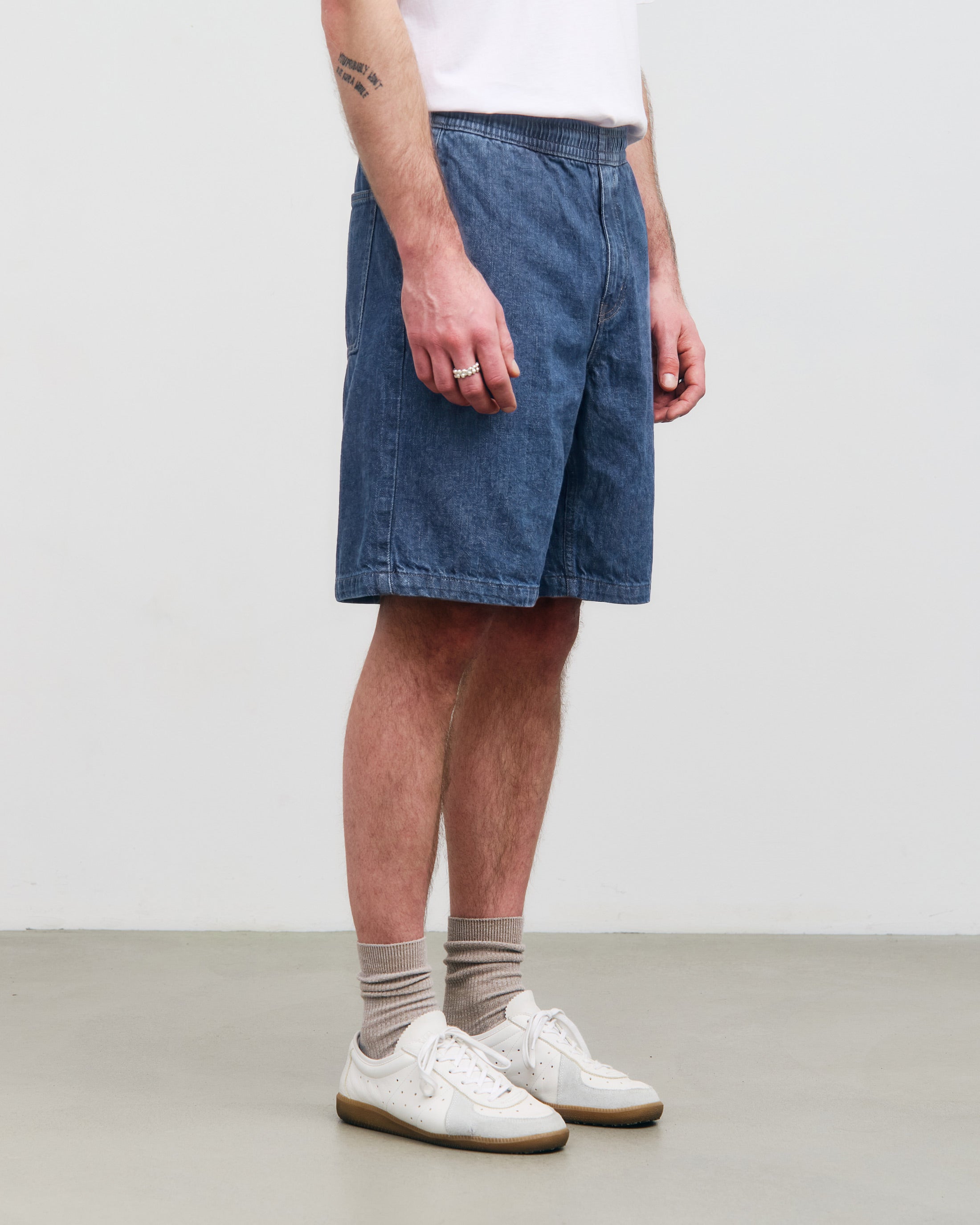 Weite Denim Shorts recycelte Baumwolle – Blau