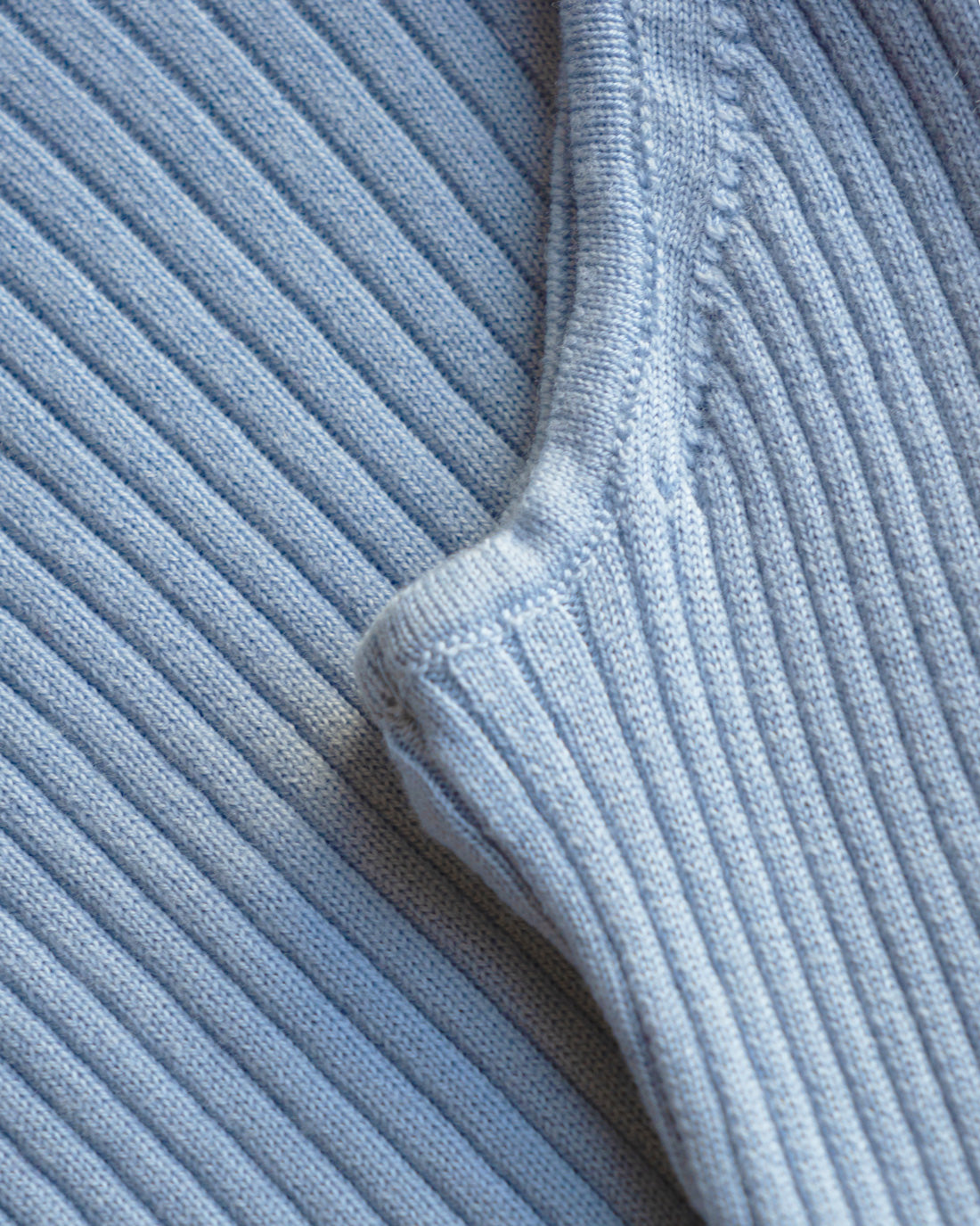 Strick Singlet Merinowolle - Hellblau