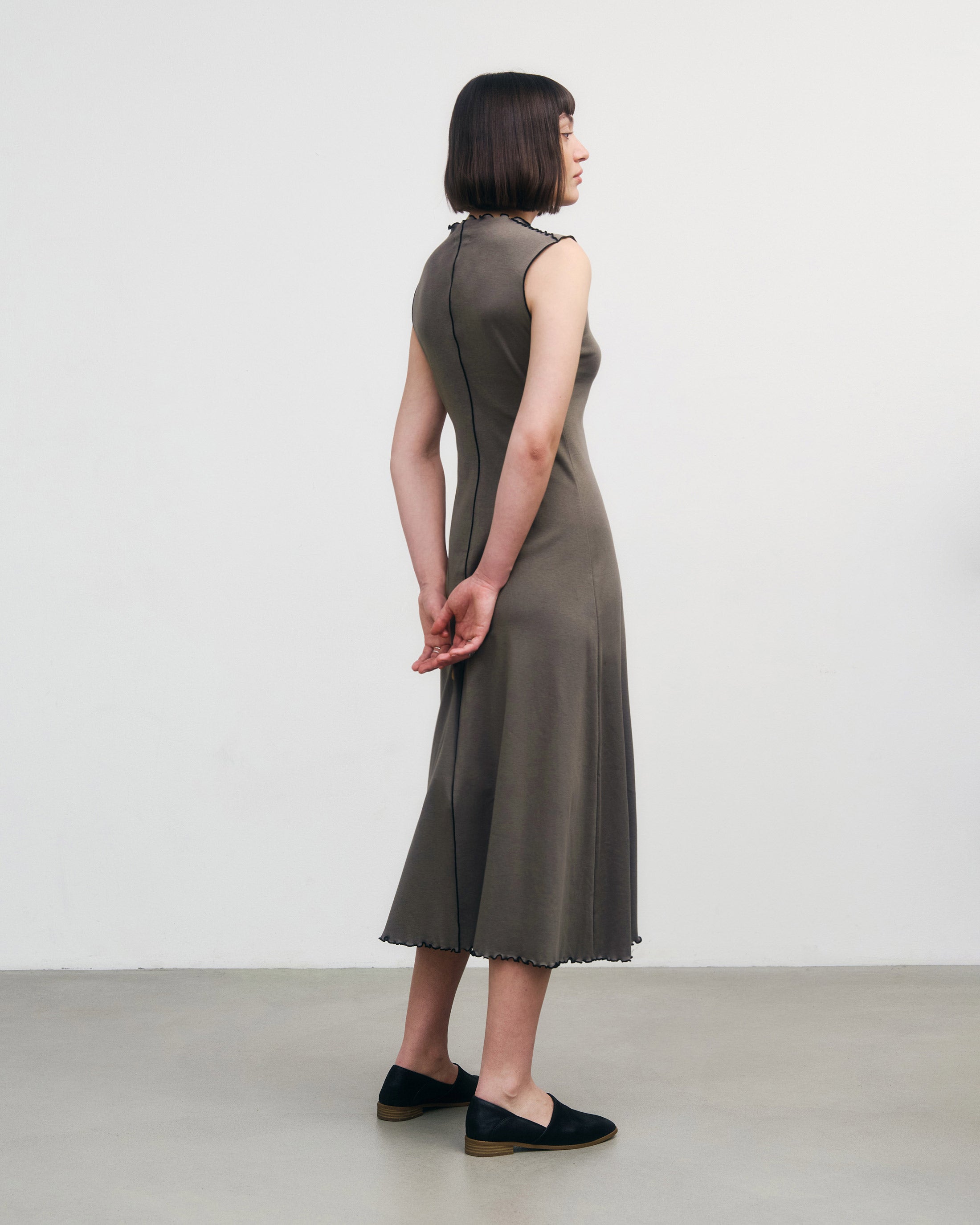 Pin-Tucked Kleid Bio Baumwolle - Grau