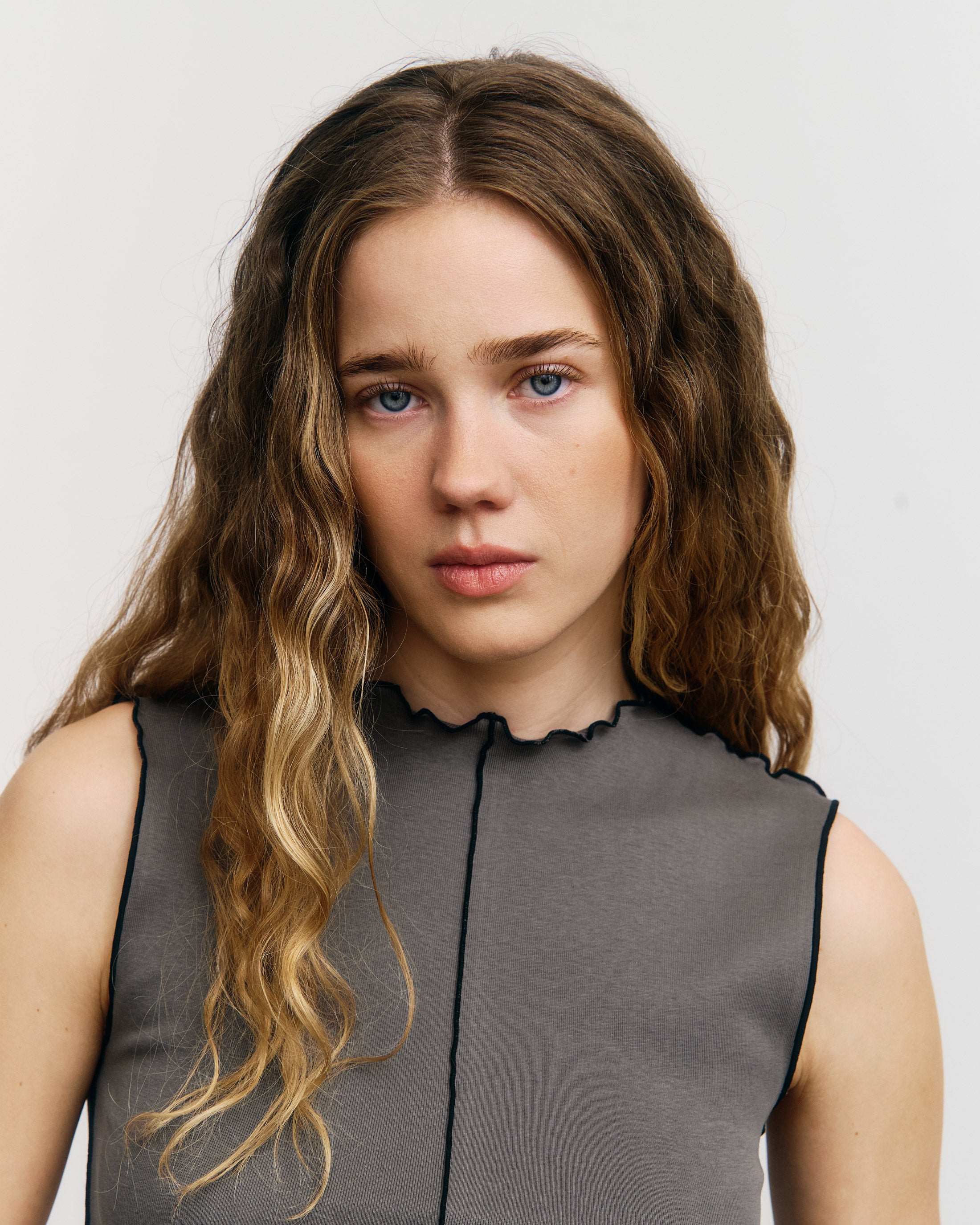 Pin-Tucked Top Bio Baumwolle - Grau