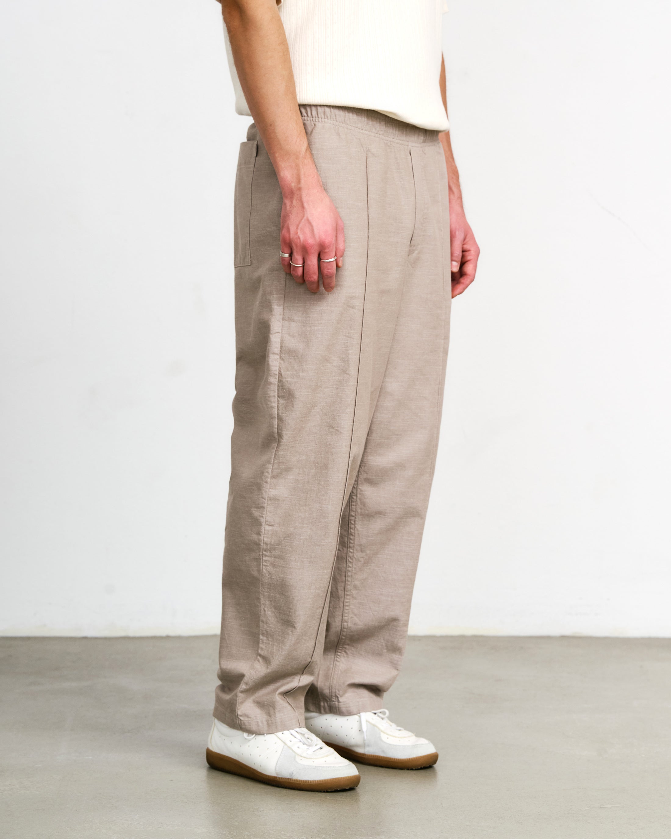 Weite Bundfaltenhose Bio Baumwolle - Sand