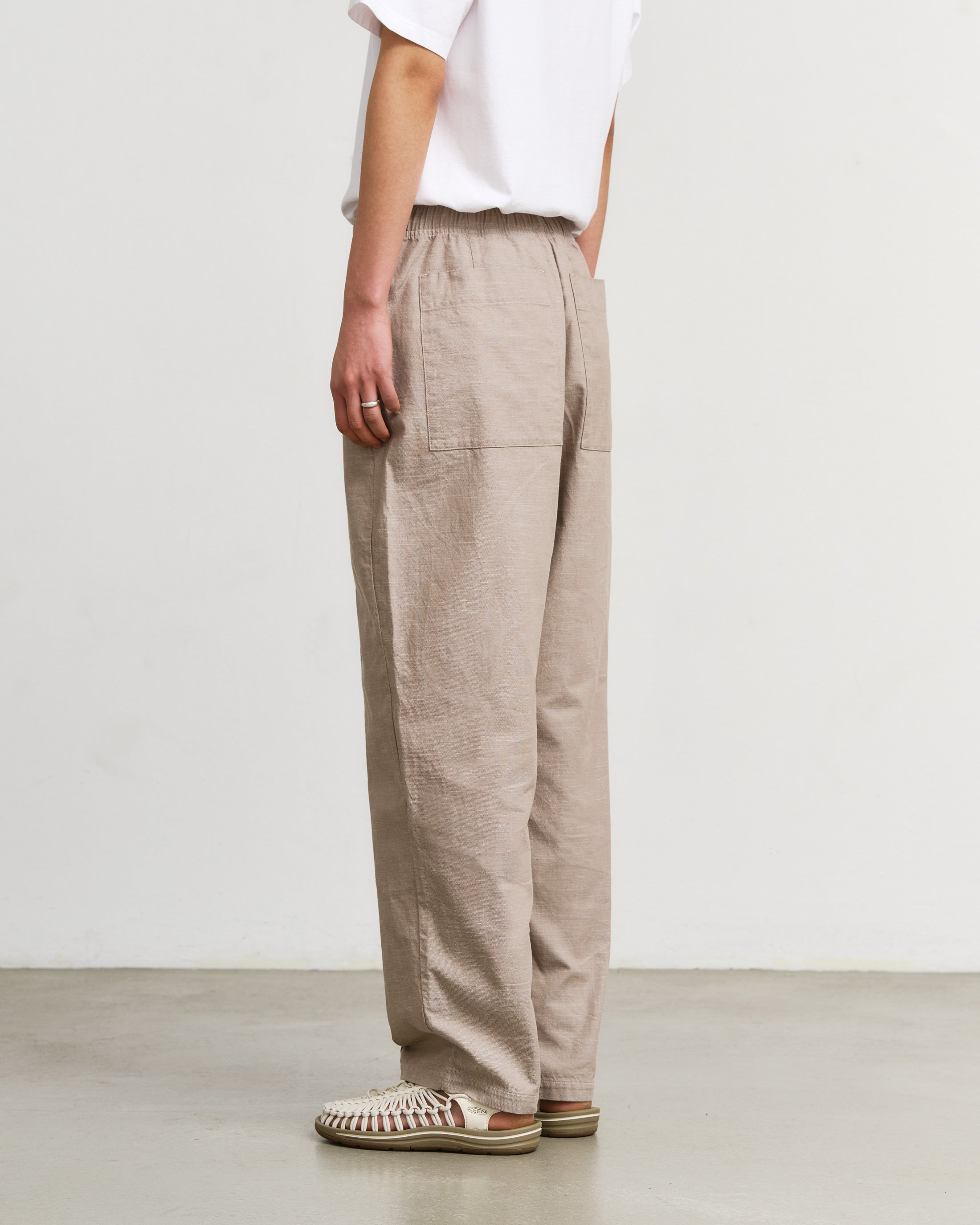 Weite Bundfaltenhose Bio Baumwolle - Sand