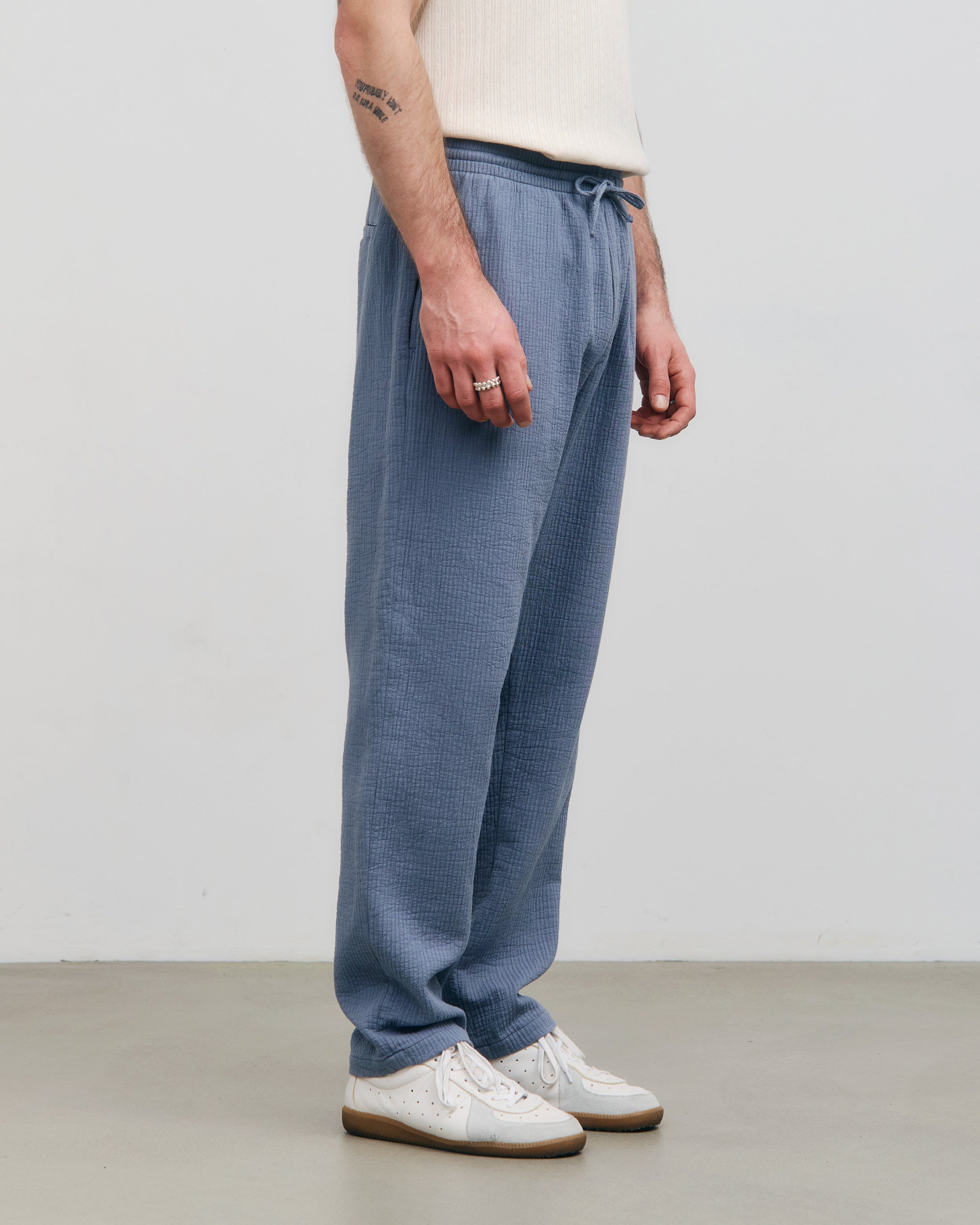 Nadelstreifen Hose Bio Baumwolle - Hellblau